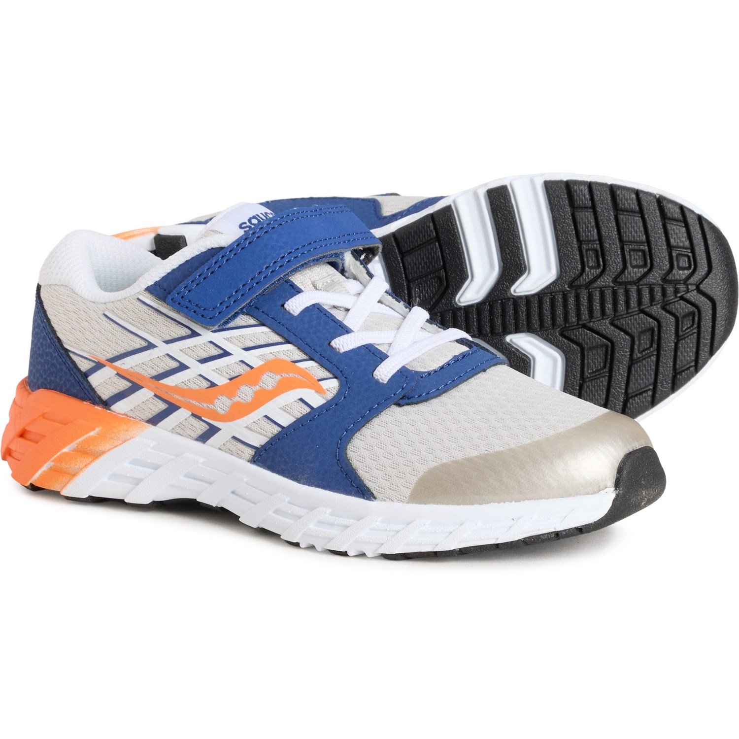 (取寄) サッカニー ボーイズ アンド ガールズ ウィンド A/C 2.0 スニーカー Saucony Boys and Girls Wind A/C 2.0 Sneakers Grey/Navy/Orange