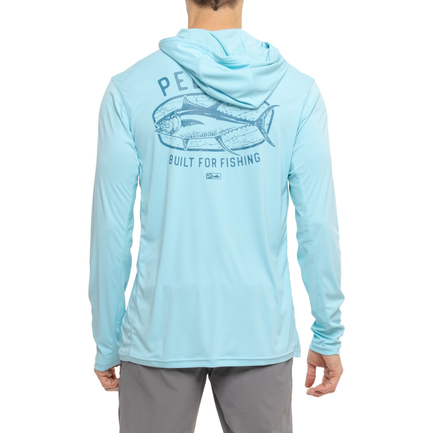 (取寄) ペラジック フーデット シャツ - Upf 50以上, ロング スリーブ Pelagic VaporTek Hooded Shirt - UPF 50+, Long Sleeve Tahiti Blue