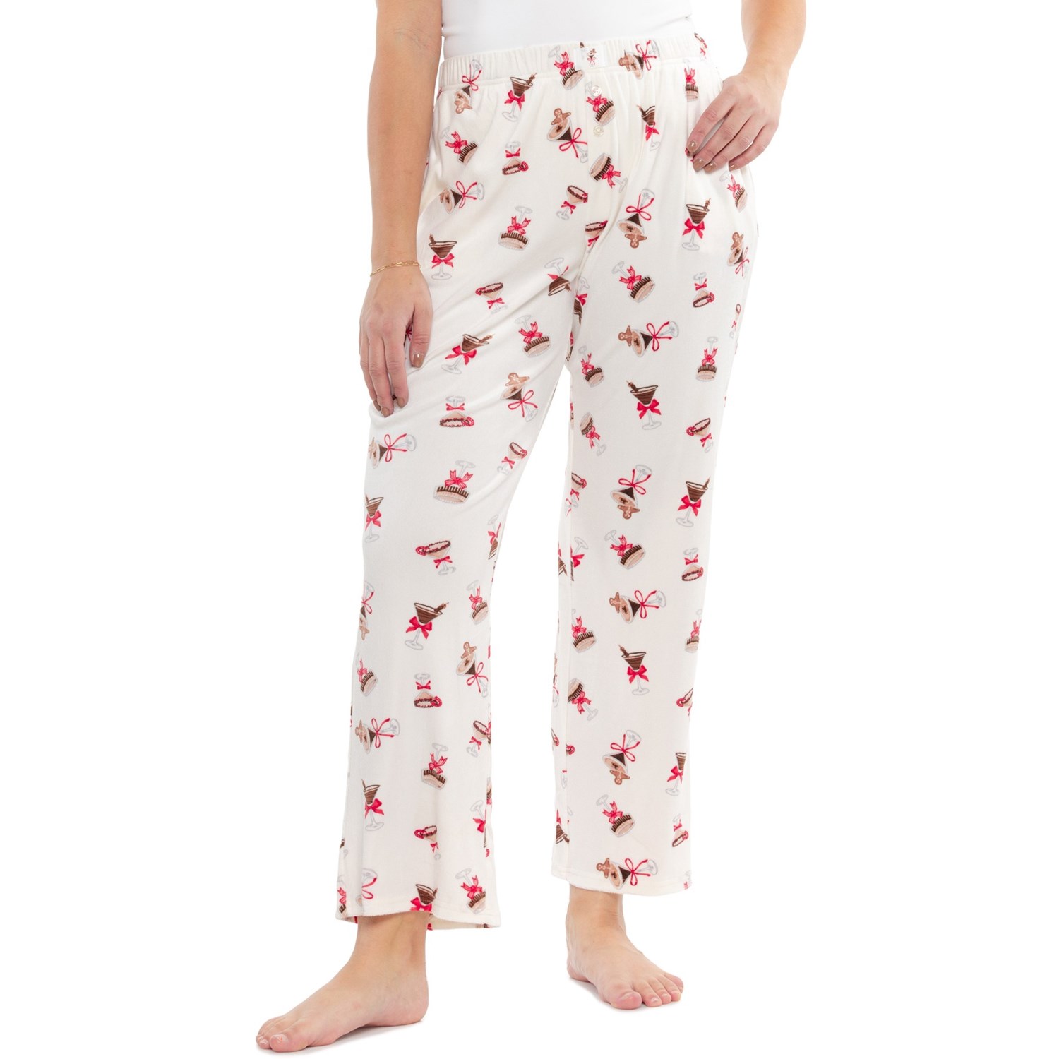 (取寄) ホリディ エスプレッソ マティーニ ベルネット フリース パジャマ パンツ Let's Get Cozy Holiday Espresso Martini Velvet Fleece Pajama Pants White Smoke