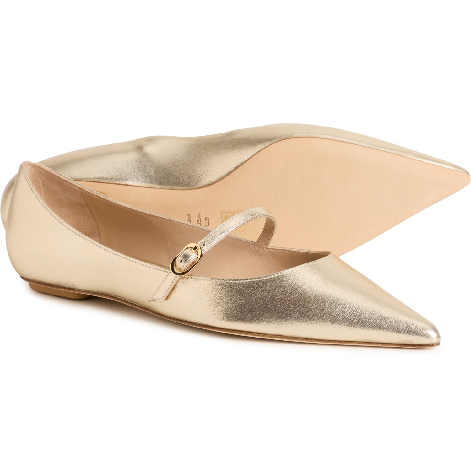 (取寄) スチュアート ワイツマン レディース メイド イン スペイン エミリア メアリー ジーン フラッツ Stuart Weitzman women Made in Spain Emilia Mary Jane Flats (For Women) Light Gold.