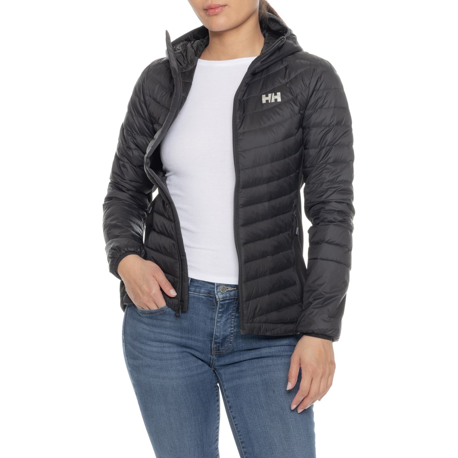 (取寄) ヘリーハンセン ベルグラ ダウン ハイブリット フーデット ジャケット - 700 フィル パワー Helly Hansen Verglas Down Hybrid Hooded Jacket - 700 Fill Power Black