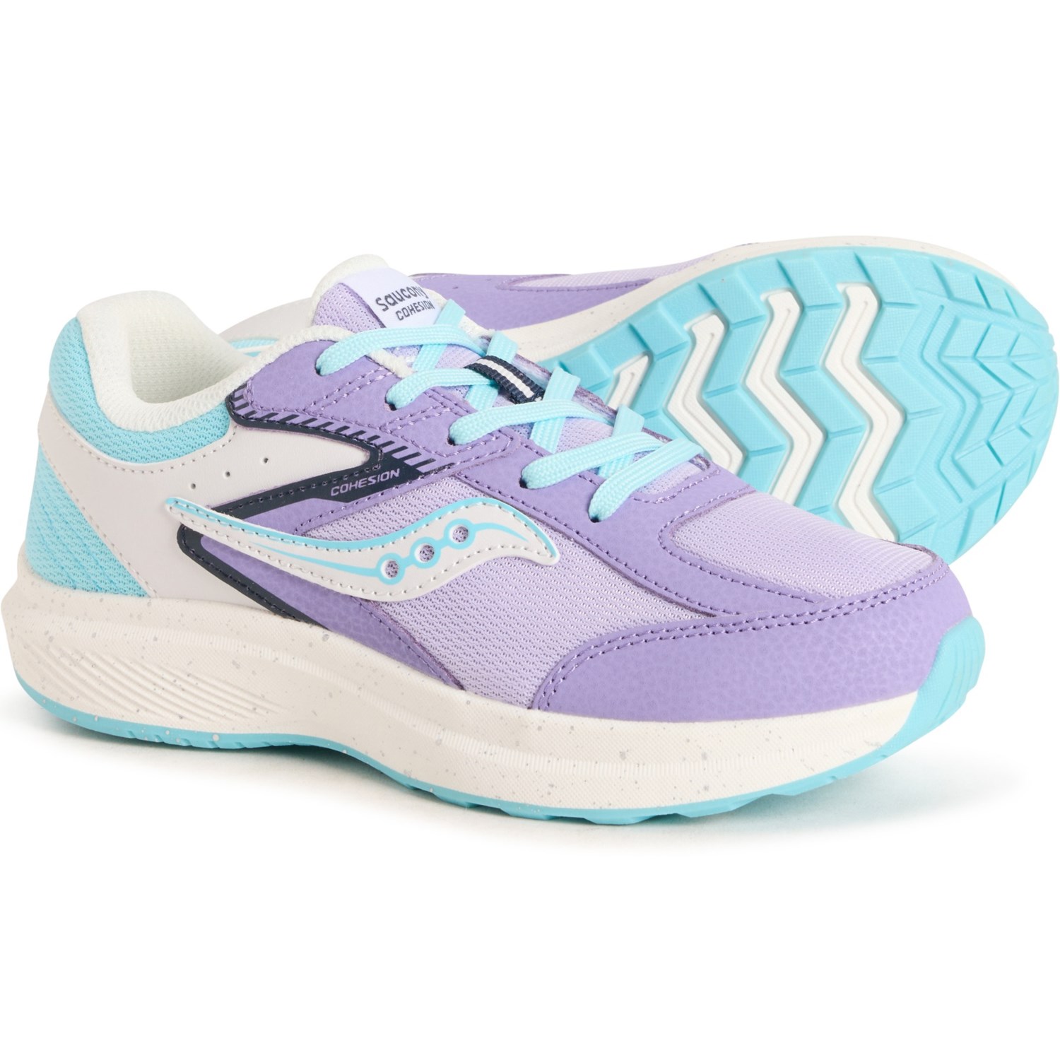 (取寄) サッカニー ビッグ ボーイズ アンド ガールズ コーヒージョン KDZ LTT スニーカー - ワイド ウィズ Saucony Big Boys and Girls Cohesion KDZ LTT Sneakers - Wide Width Purple/Blueスニーカー