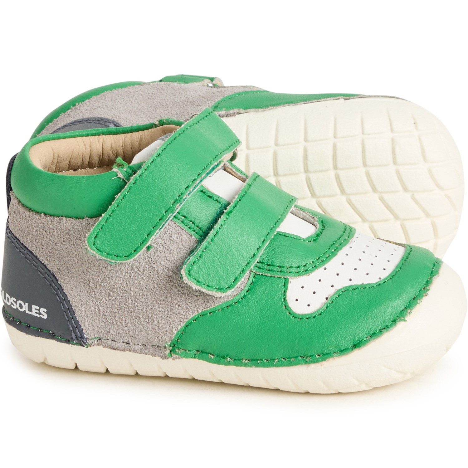 (取寄) オールド ソールズ トドラー ボーイズ アンド ガールズ ゴット パヴェ ブーツ - レザー OLD SOLES Toddler Boys and Girls Got Pave Boots - Leather Grey Suede / Navy / Neon Green