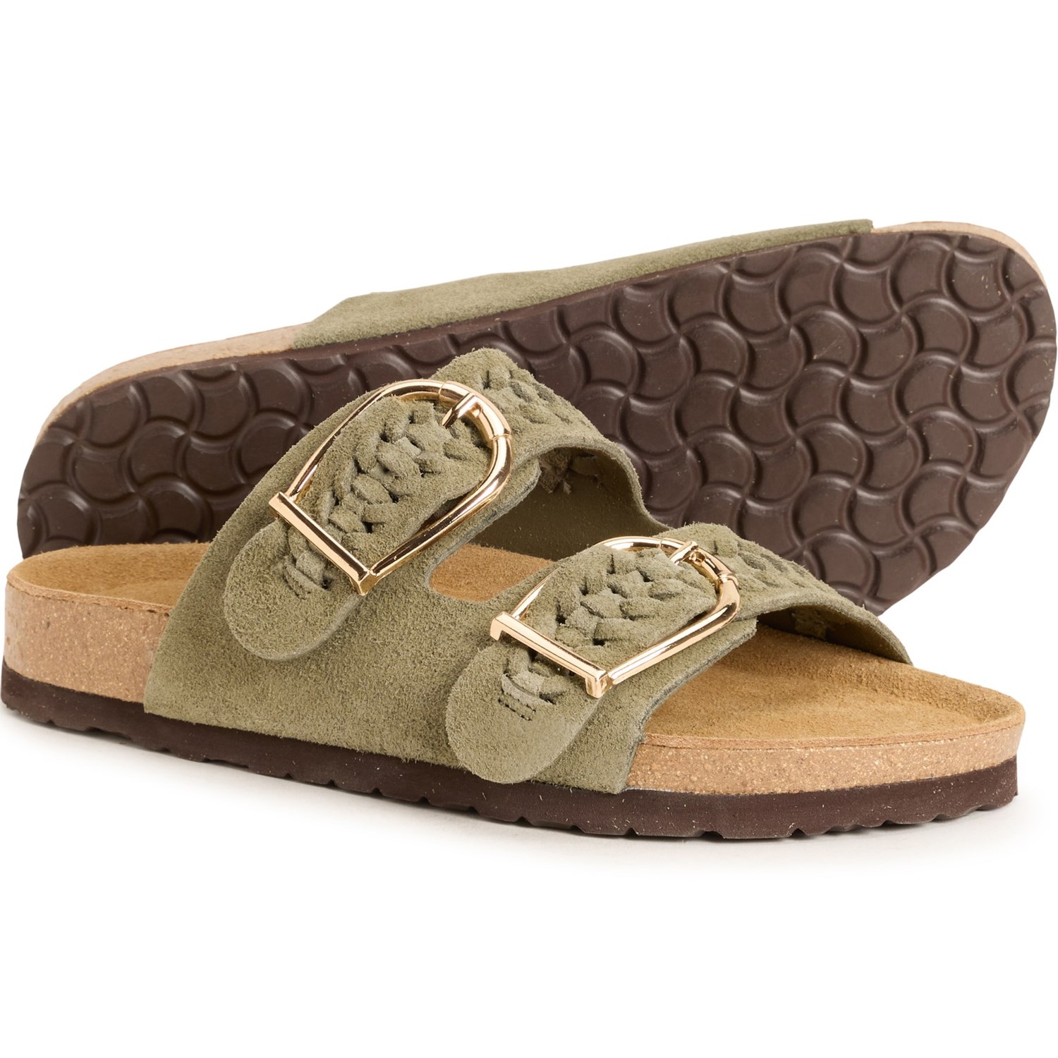 (取寄) クッションネア レディース カシュー サンダル - スエード Cushionaire women Cashew Sandals - Suede (For Women) Olive|スウィートラグ