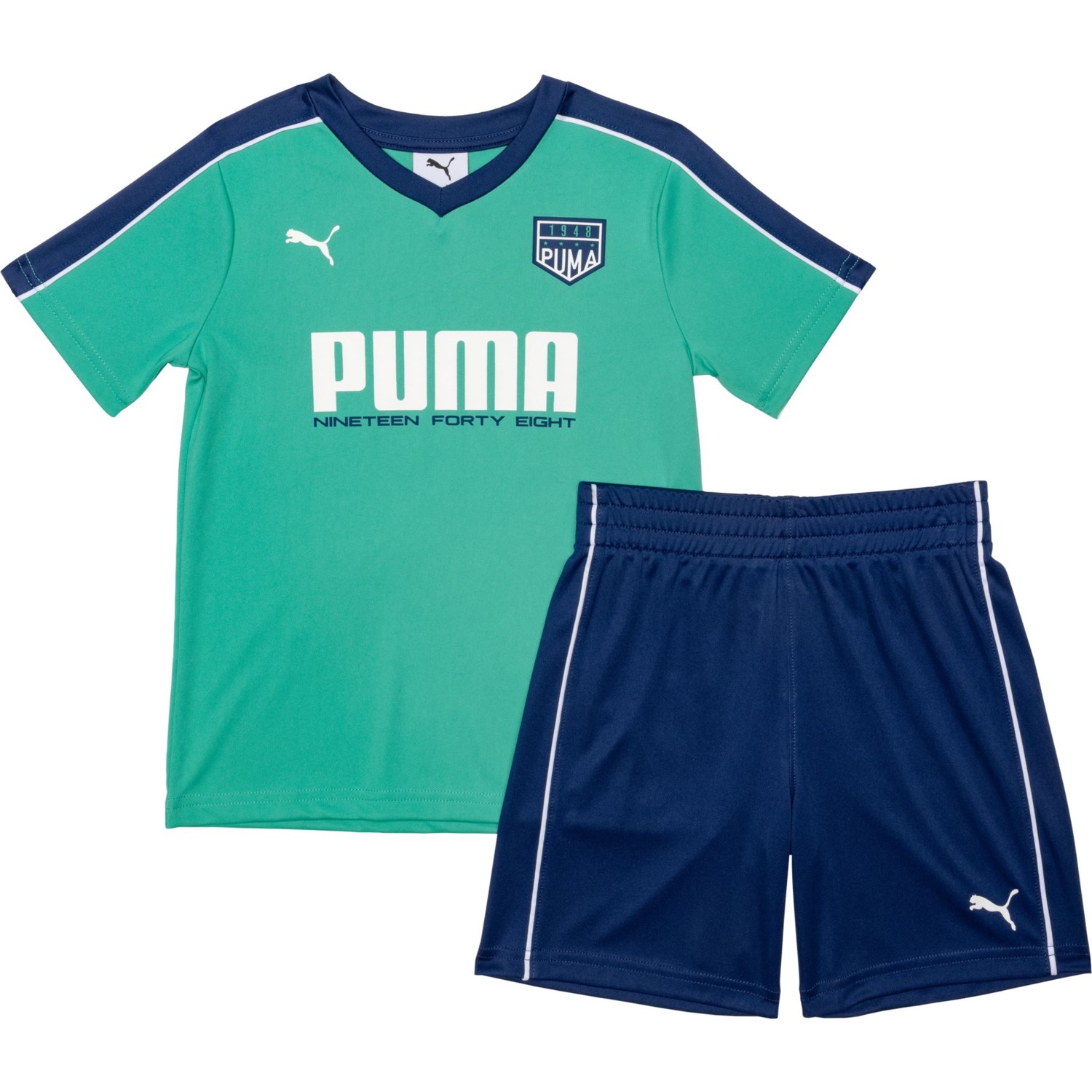 (取寄) プーマ キッズ プーマ リトル ボーイズ T-シャツ アンド ショーツ セット - ショート スリーブ Puma kids Little Boys T-Shirt and Shorts Set - Short Sleeve Vibrant Green｜スウィートラグ