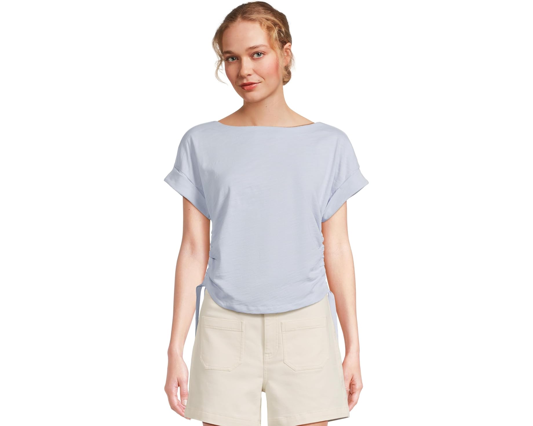 (取寄) リラ P レディース ルーシュド サイド ボートネック Lilla P women Ruched Side Boatneck Sky｜スウィートラグ