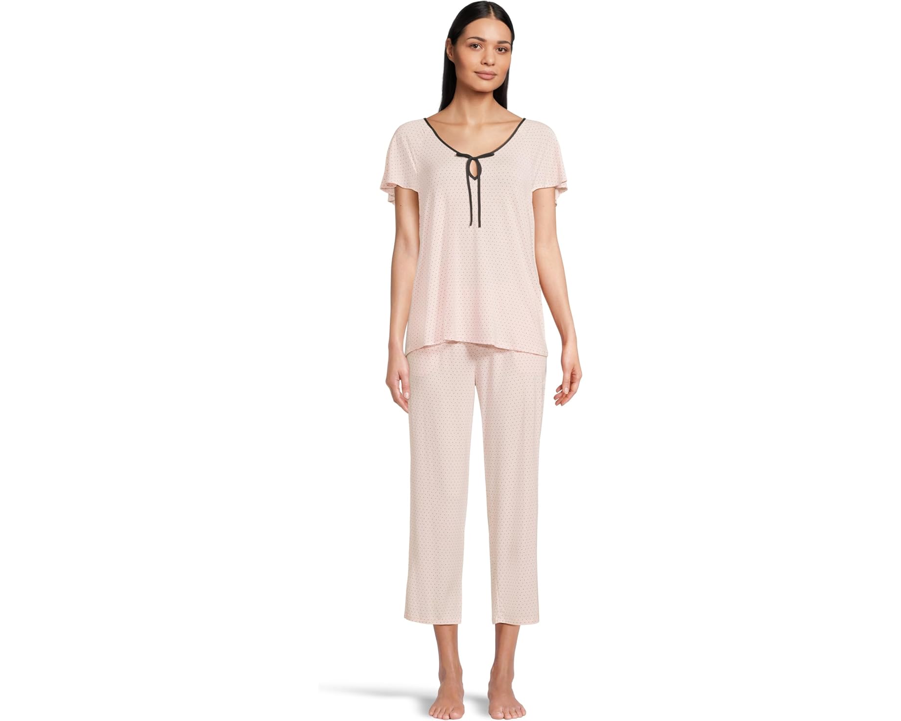 (取寄) ケイトスペード レディース ショート スリーブ クロップド Pj セット Kate Spade New York women Short Sleeve Cropped PJ Set Pink Pindot｜スウィートラグ