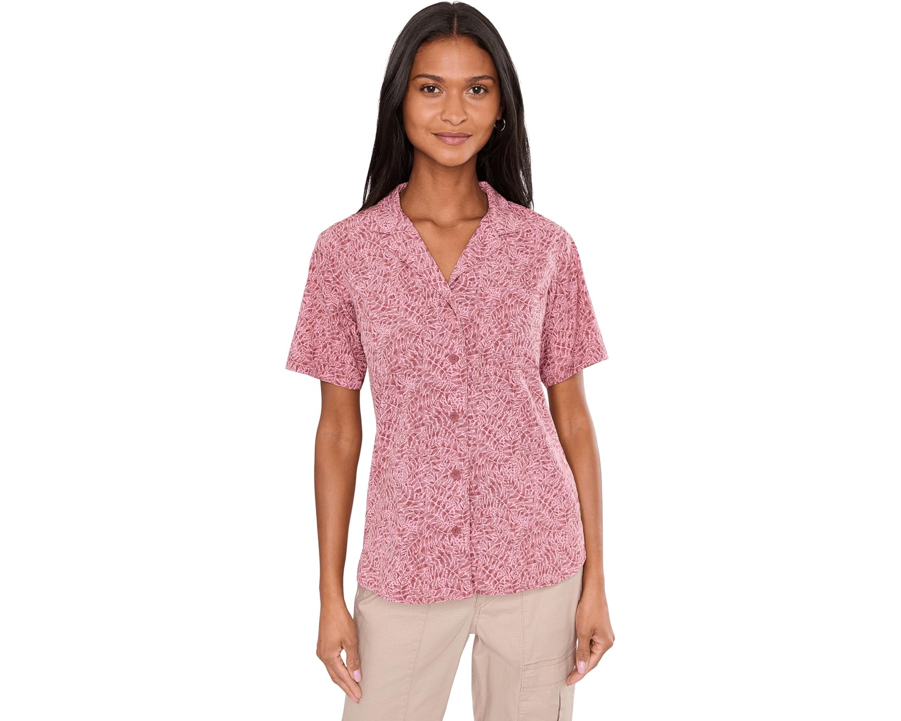 (取寄) ロイヤルロビンズ レディース スポ；ットレス エボリューション メドウ ショート スリーブ Royal Robbins women Spotless Evolution Meadow Short Sleeve Mahogany Briar Print｜スウィートラグ