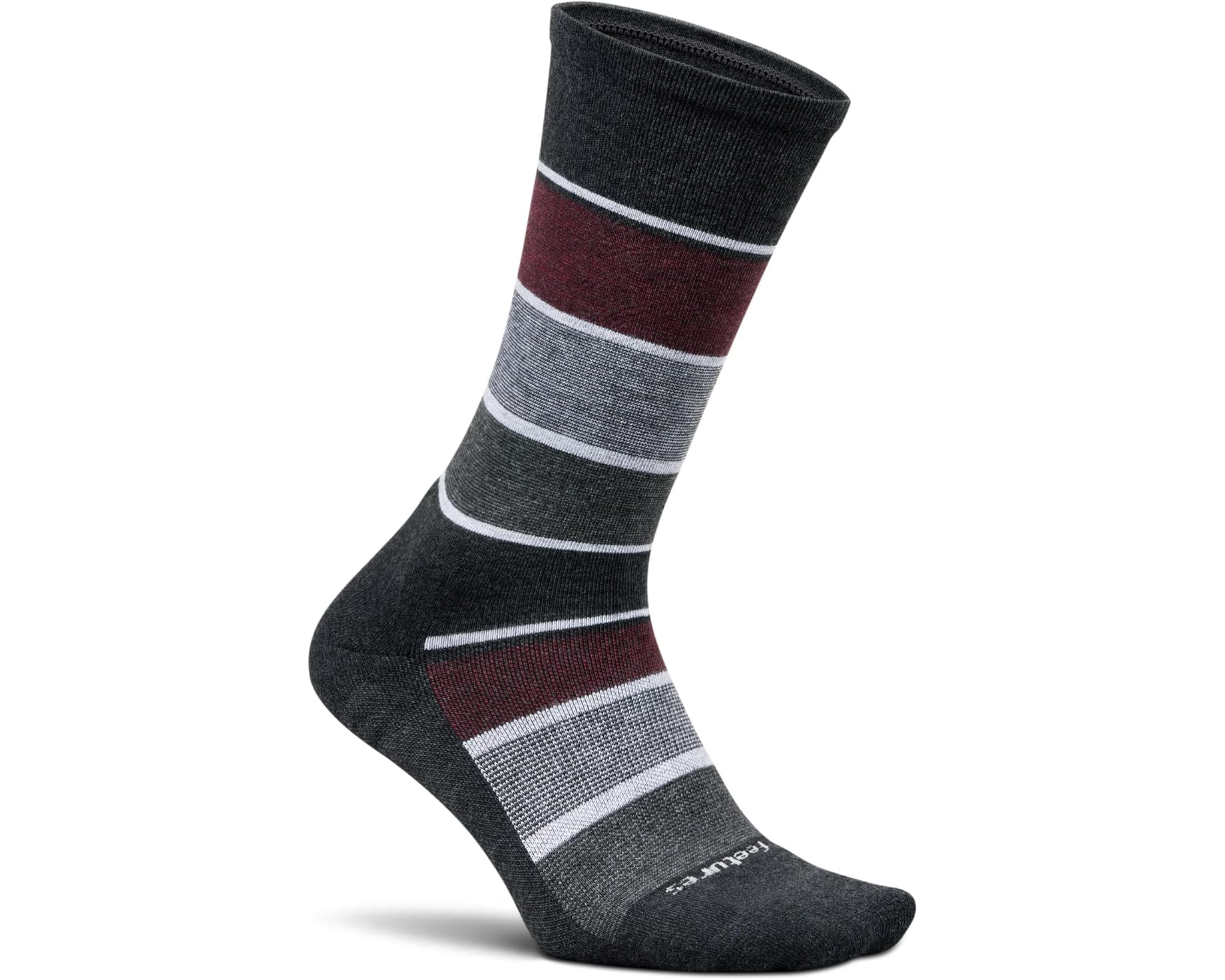 (取寄) フィーチャーズ メンズ マックス クッション クルー Feetures men Max Cushion Crew Relaxed Stripe Charcoal|スウィートラグ