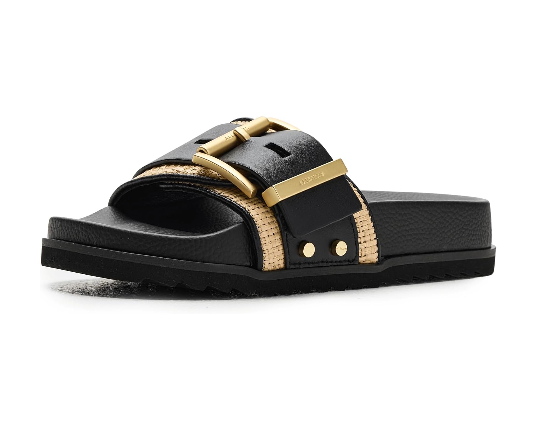 (取寄) オールセインツ レディース エリー ラフィア スライダー AllSaints women Ellie Raffia Slider Natural/Black｜スウィートラグ
