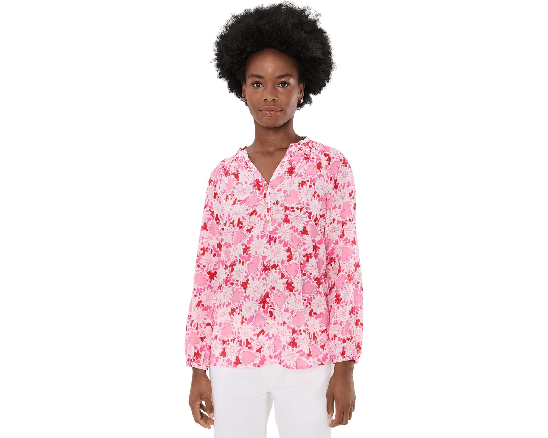 (取寄) リリー ピュリッツァー レディース エルザ トップ Lilly Pulitzer women Elsa Top Coconut Dear Heart|スウィートラグ