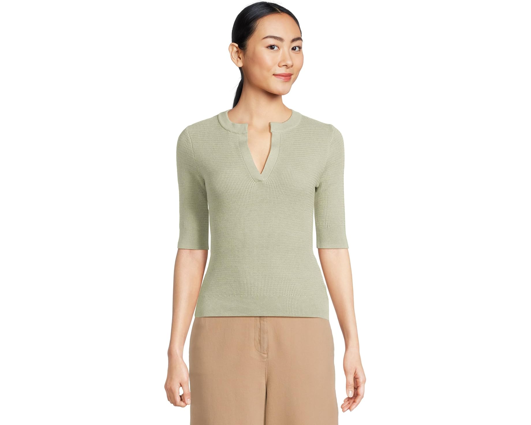(取寄) リラ P レディース エルボー スリーブ スプリット ネック セーター Lilla P women Elbow Sleeve Split Neck Sweater Peapod｜スウィートラグ