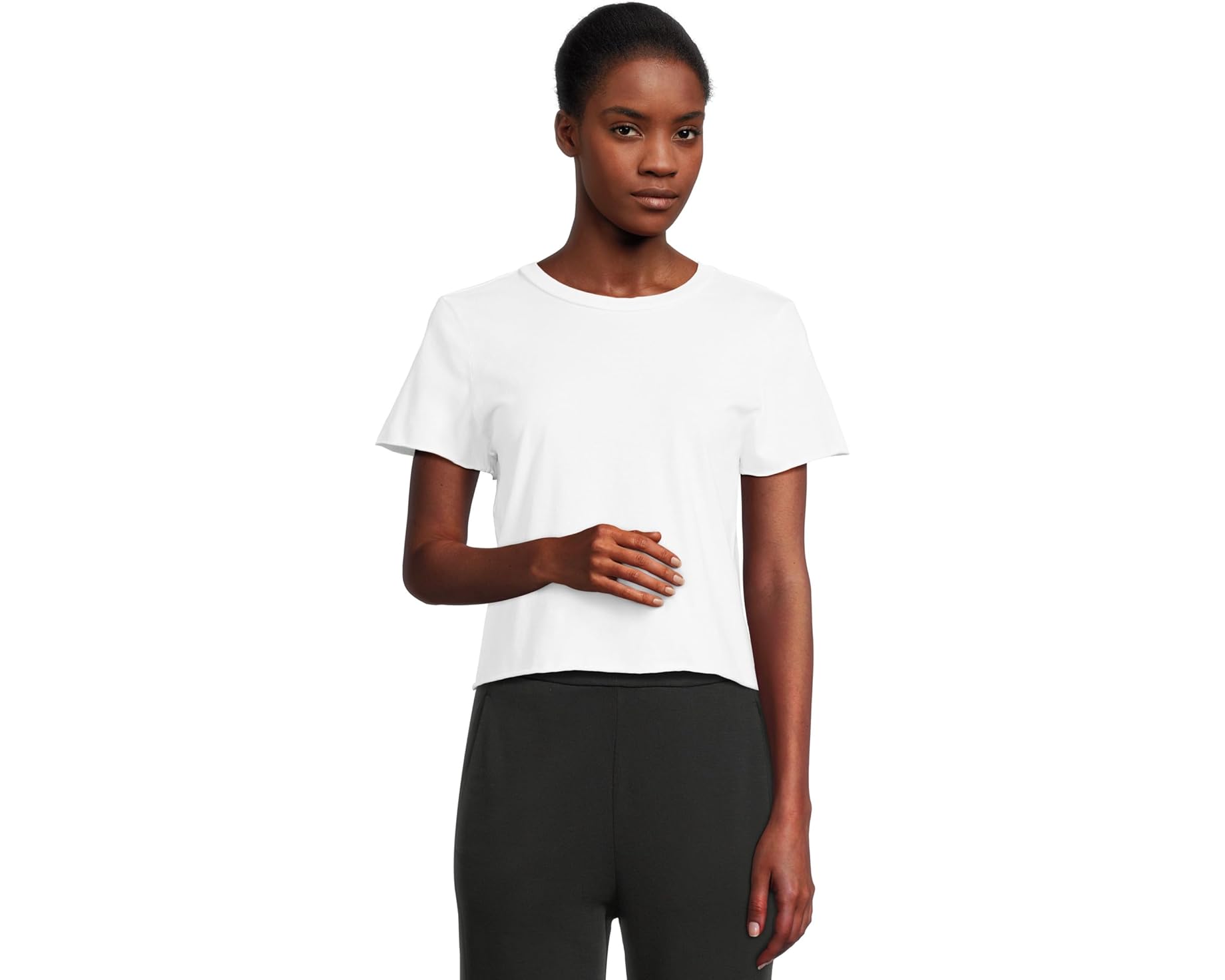 (取寄) マイケル スターズ レディース ジャッキー ロー エッジ クルー ネック ティー Michael Stars women Jackie Raw Edge Crew Neck Tee White|スウィートラグ