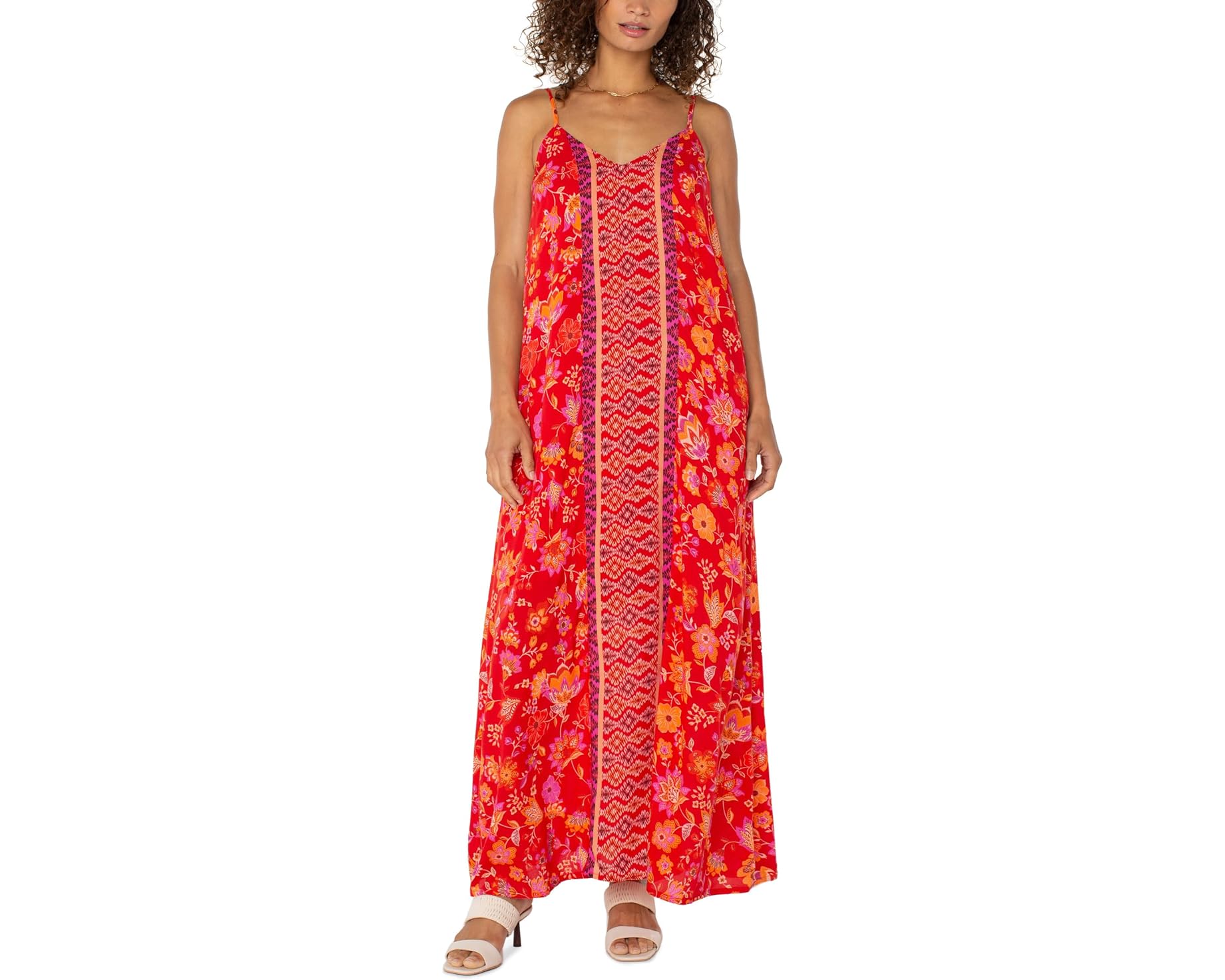 (取寄) リバプールロサンゼルス レディース スパゲッティ ストラップ ウーブン マキシ ドレス Liverpool Los Angeles women Spaghetti Strap Woven Maxi Dress Red Orange Floral｜スウィートラグ