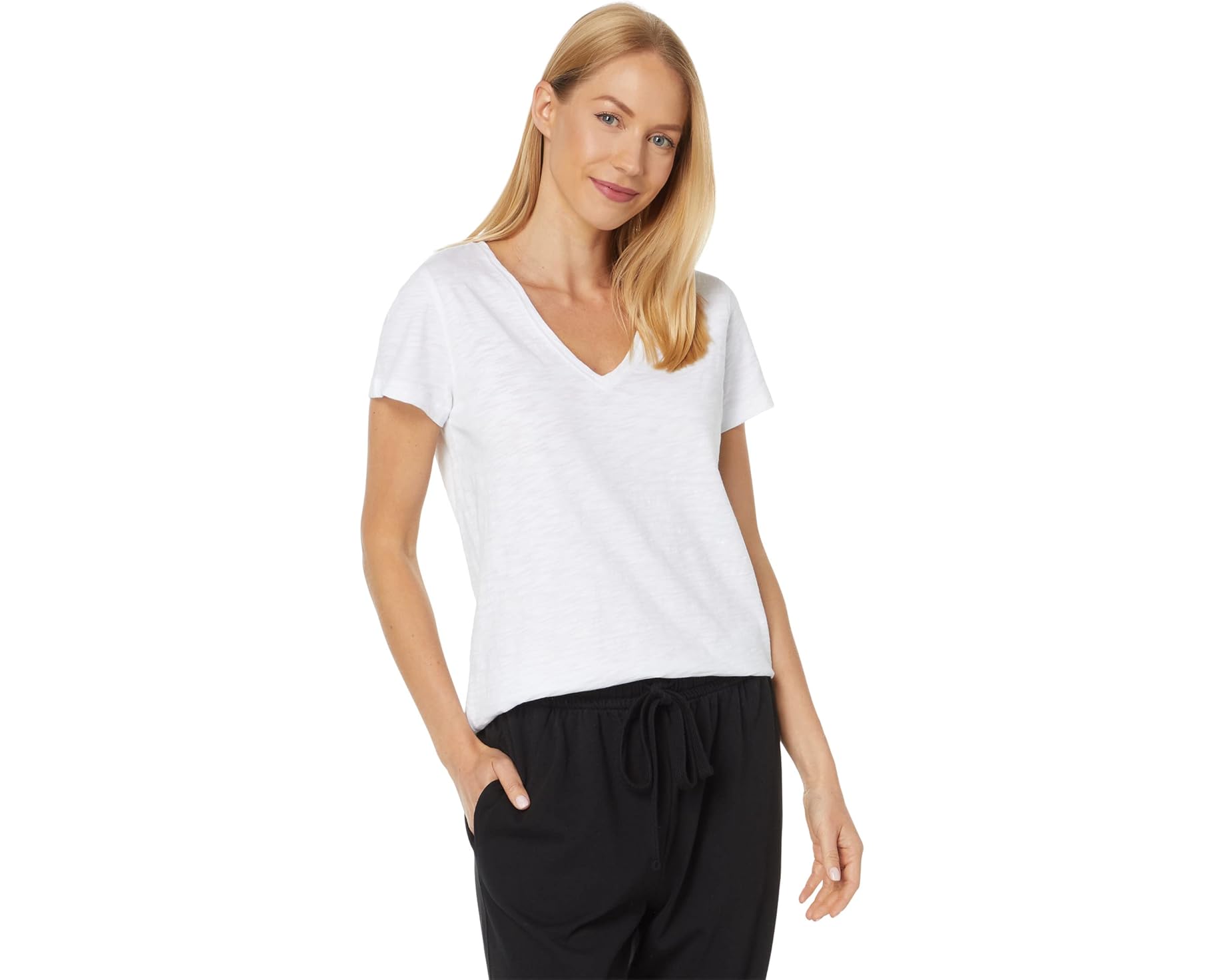 (取寄) リラ P レディース V-ネック ショート スリーブ バック シーム ティー Lilla P women V-Neck Short Sleeve Back Seam Tee White｜スウィートラグ
