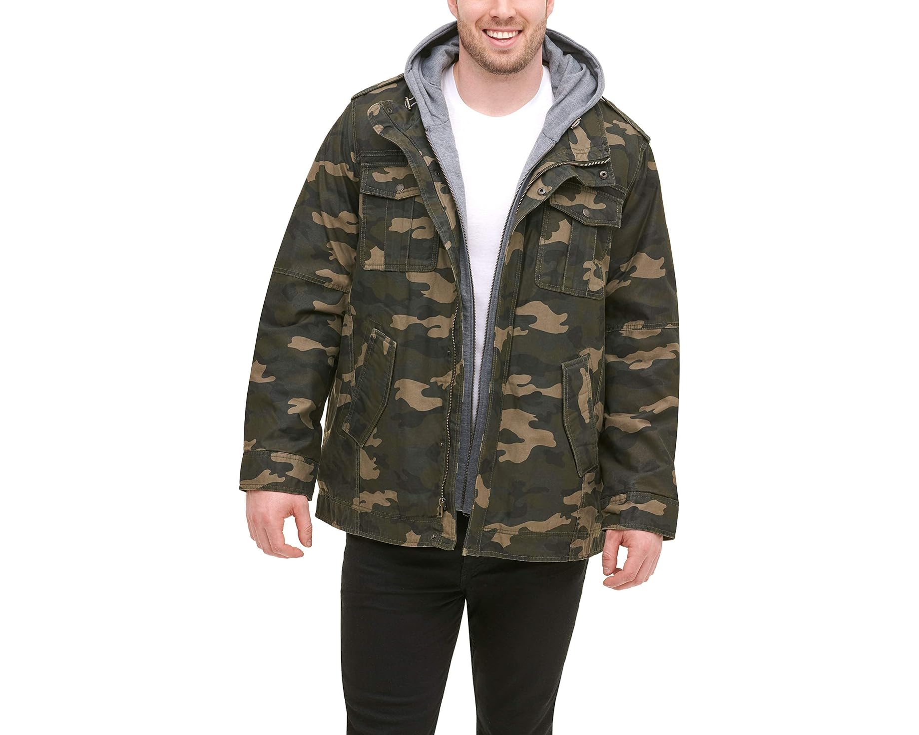 (取寄) メンズ ウォッシュド コットン フーデット ミリタリー ジャケット Levi's men Levi's Washed Cotton Hooded Military Jacket Camouflage|スウィートラグ