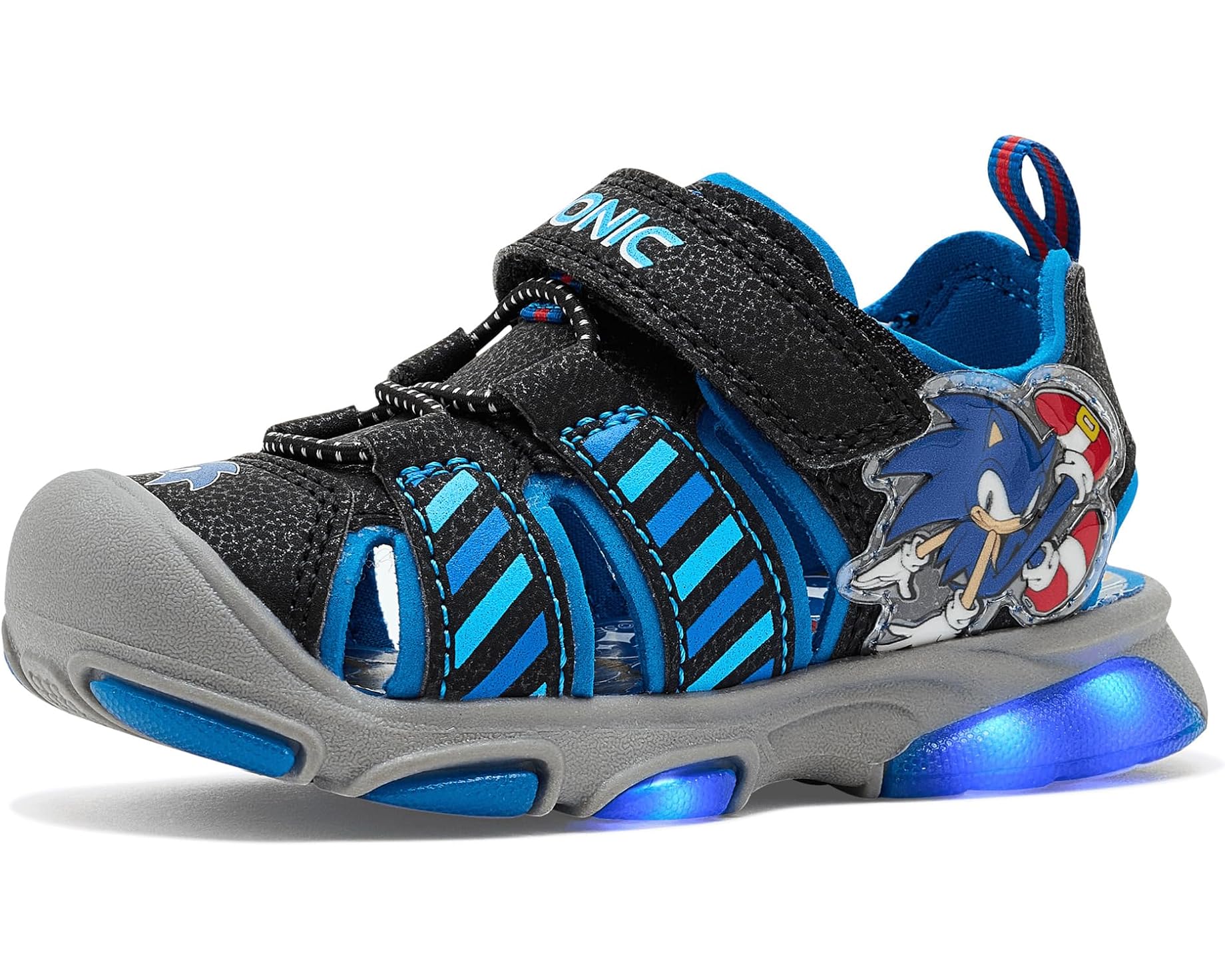 (取寄) ジョズモ ソニック ザ ヘッジホッグ ライテッド サンダル Josmo Sonic The Hedgehog Lighted Sandal Blue/Black｜スウィートラグ