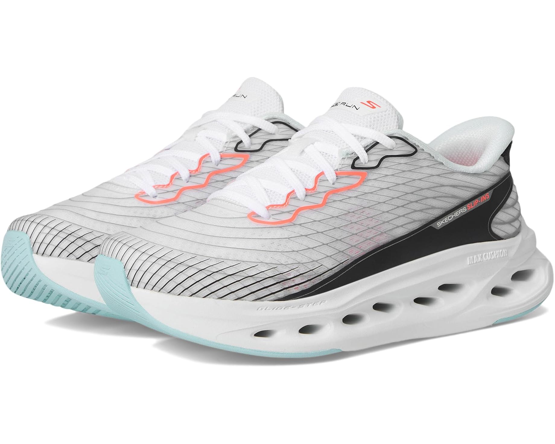 (取寄) スケッチャーズ レディース マックス クッショニニグ グライド ステップ サファイア ハンズ フリー スリップ-インス SKECHERS women Max Cushioning Glide Step Sapphire Hands Free Slip-Ins White/Multi｜スウィートラグ