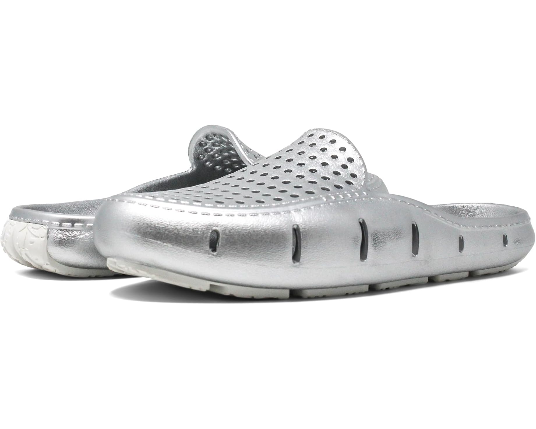 (取寄) フローファ ユニセックス サンセット スライド Floafers unisex Sunset Slide Silver Metallic/Bright White｜スウィートラグ