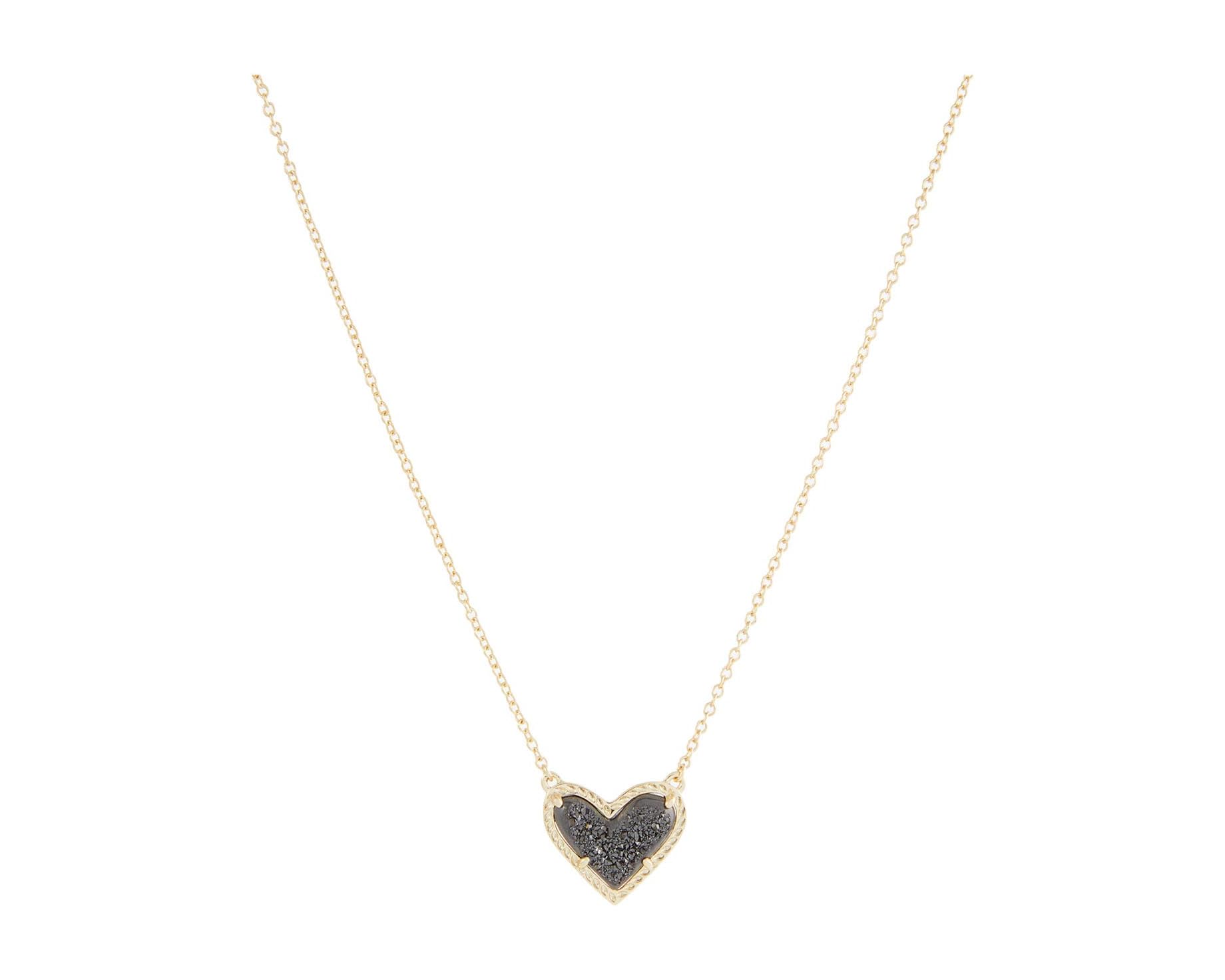 (取寄) ケンドラスコット アリ ハート ショート ペンダント ネックレス Kendra Scott Ari Heart Short Pendant Necklace Gold Black Drusy｜スウィートラグ