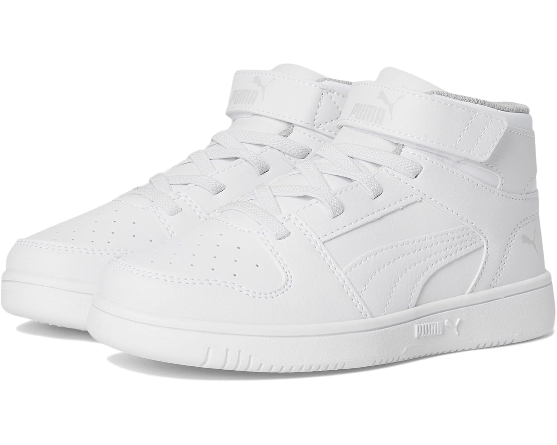 (取寄) プーマ リバウンド レイアップ ミッド フック アンド ループ (リトル キッド) PUMA Rebound Layup Mid Hook And Loop (Little Kid) Puma White/Gray Violet|スウィートラグ