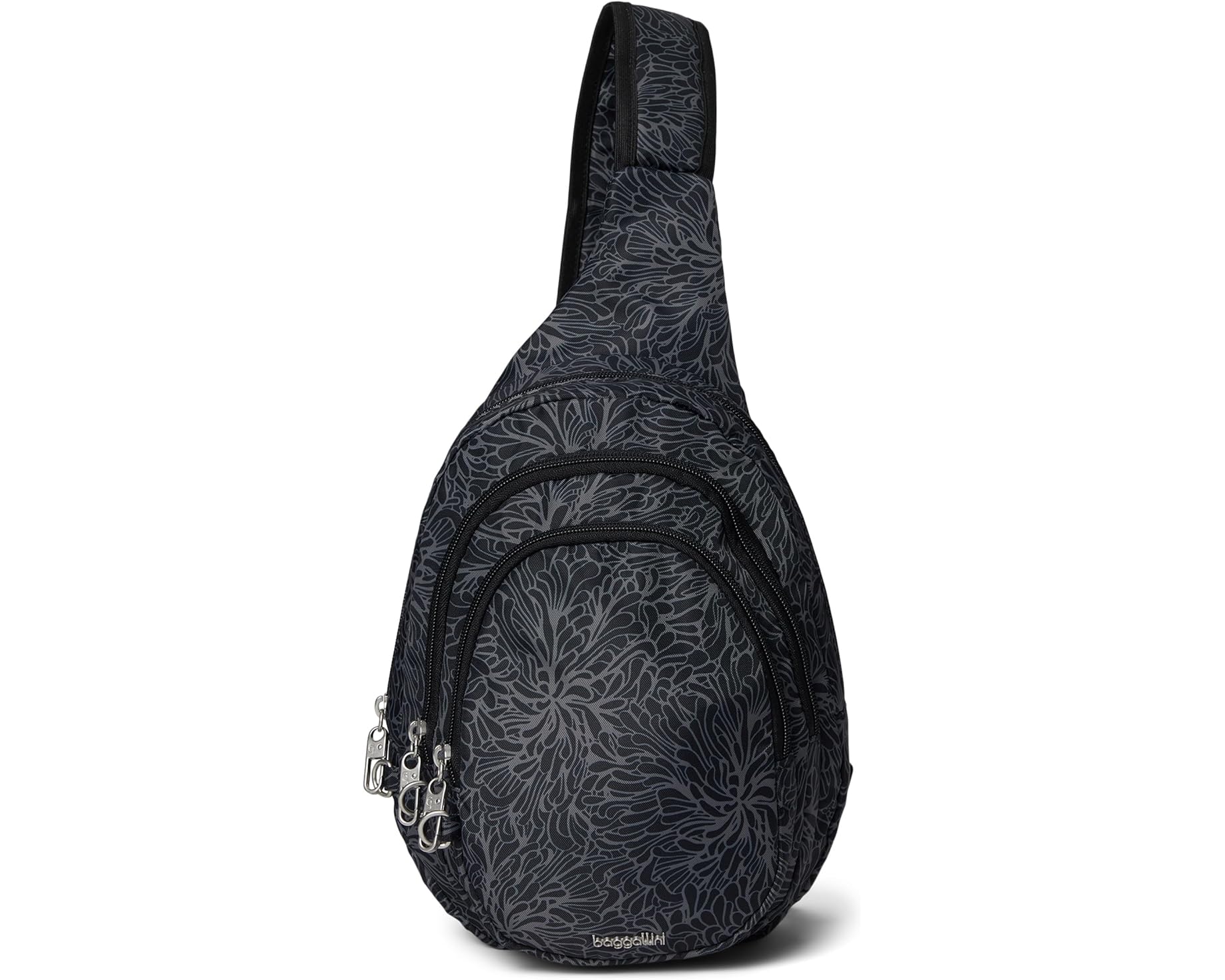 (取寄) バッガリーニ セキュルテックス アンチ-シーフ トリプル ジップ スリング Baggallini Securtex Anti-Theft Triple Zip Sling Midnight Blossom｜スウィートラグ