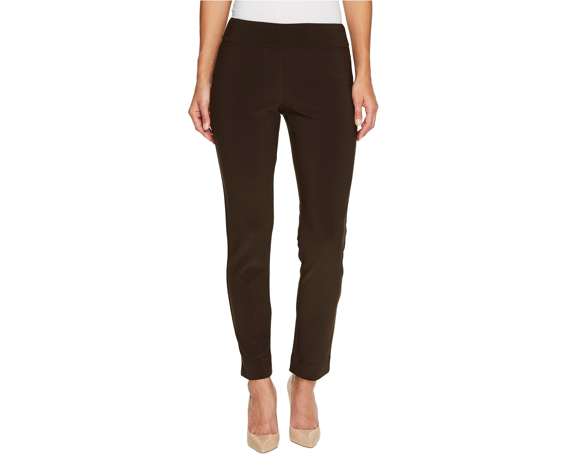 (取寄) クレイジー ラリー レディース マイクロファイバー ロング スキニー ドレス パンツ Krazy Larry women Microfiber Long Skinny Dress Pants Brown｜スウィートラグ