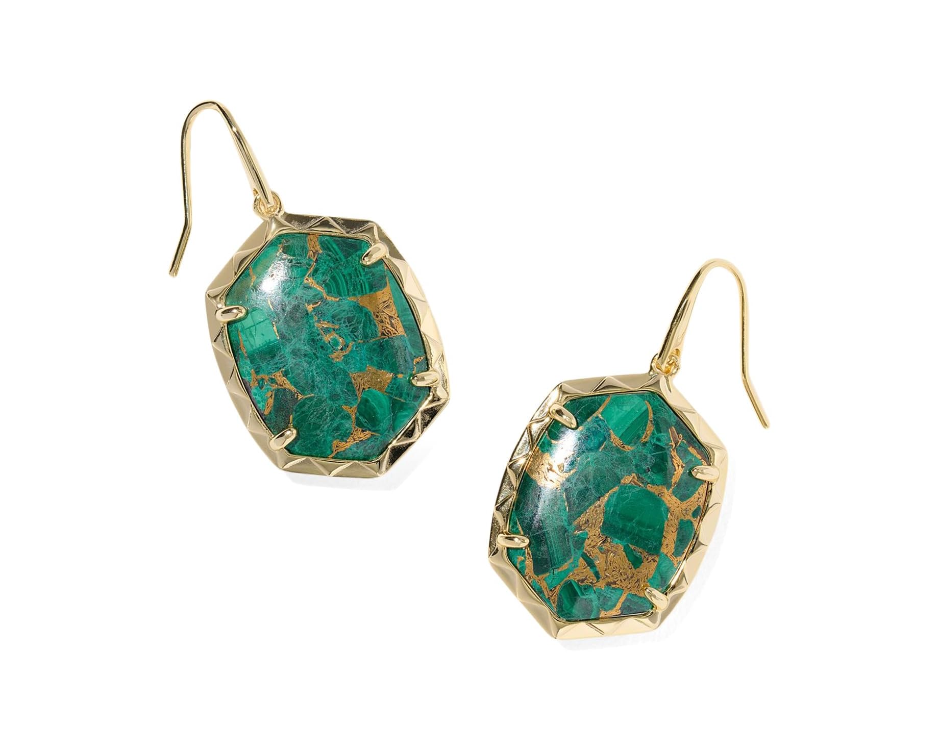 (取寄) ケンドラスコット ダフネ ドロップ イヤリングス Kendra Scott Daphne Drop Earrings Gold Bronze Veined Green Malachite|スウィートラグ
