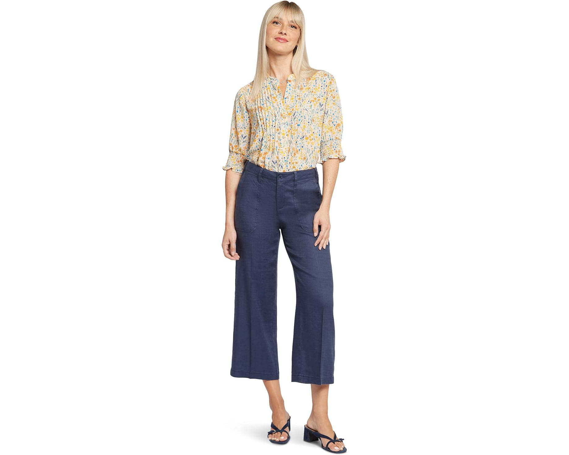 (取寄) エヌワイディージェイ ワイド レッグ クロップド カーゴ NYDJ Wide Leg Cropped Cargo Oxford Navy｜スウィートラグ