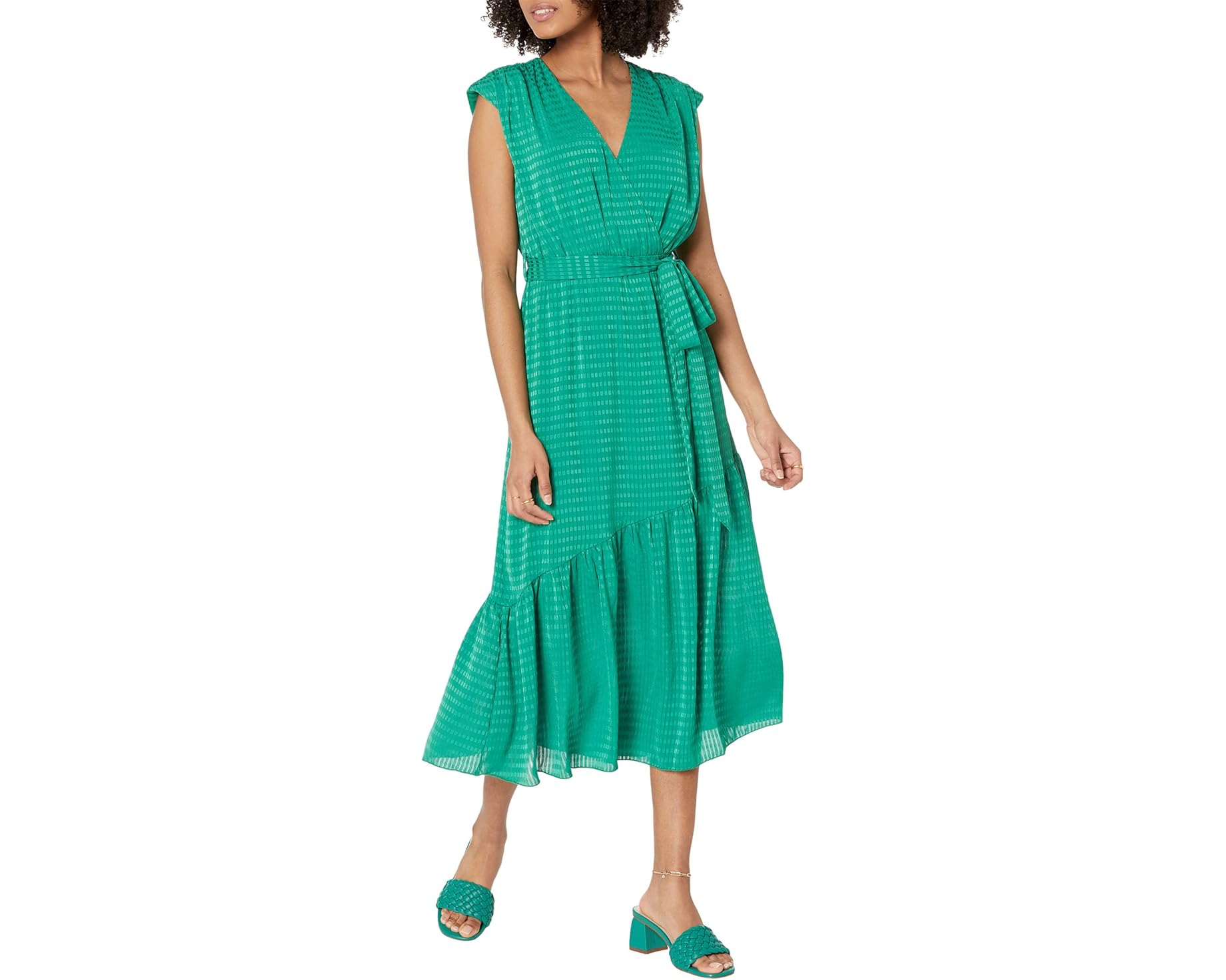 (取寄) リトル ミストレス レディース モック ラップ ミディ ドレス LITTLE MISTRESS women Mock Wrap Midi Dress Green｜スウィートラグ