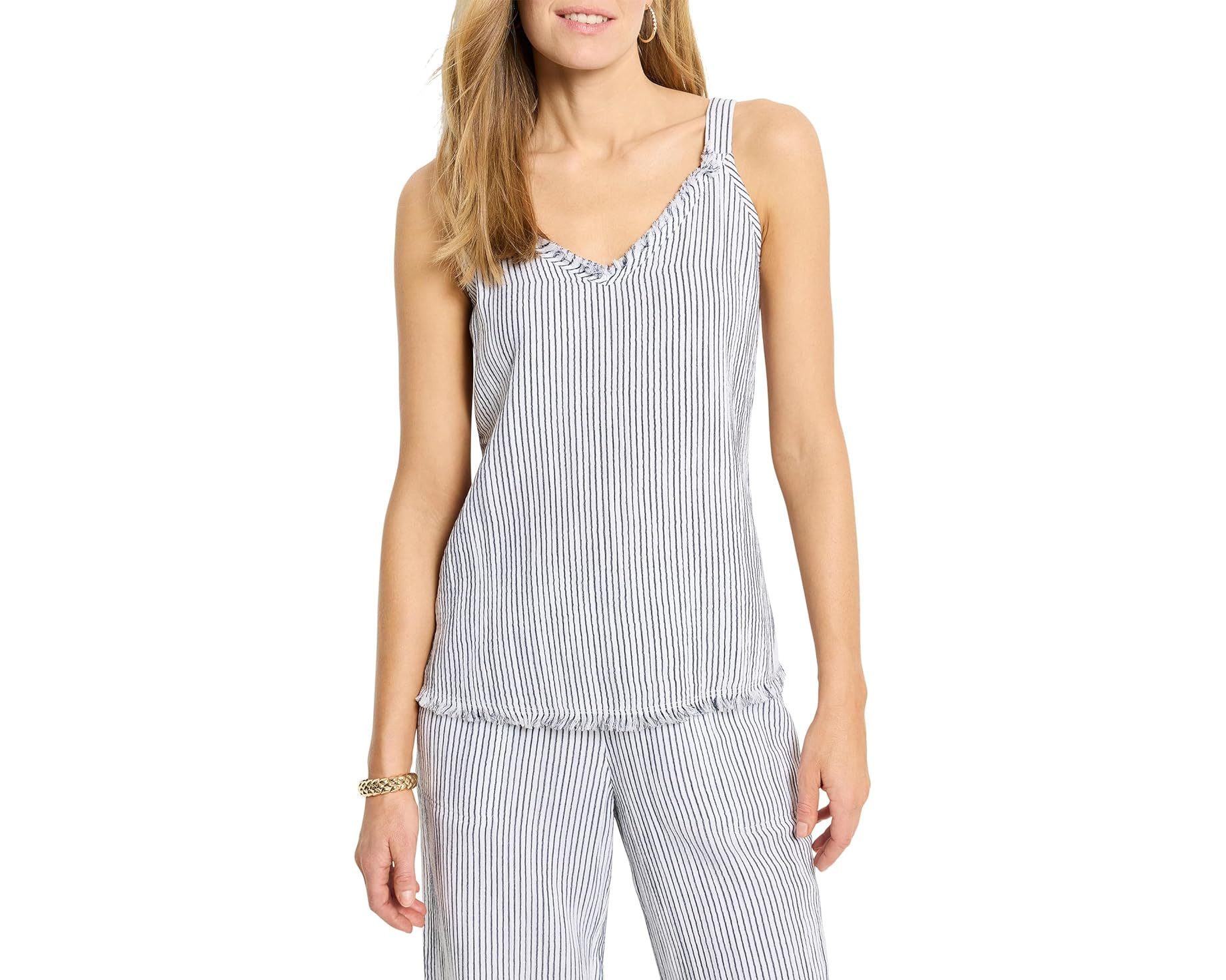 (取寄) ニックゾー レディース ピティート ピン ストライプ ガーゼ タンク NIC+ZOE women Petite Pin Stripe Gauze Tank Indigo Multi|スウィートラグ
