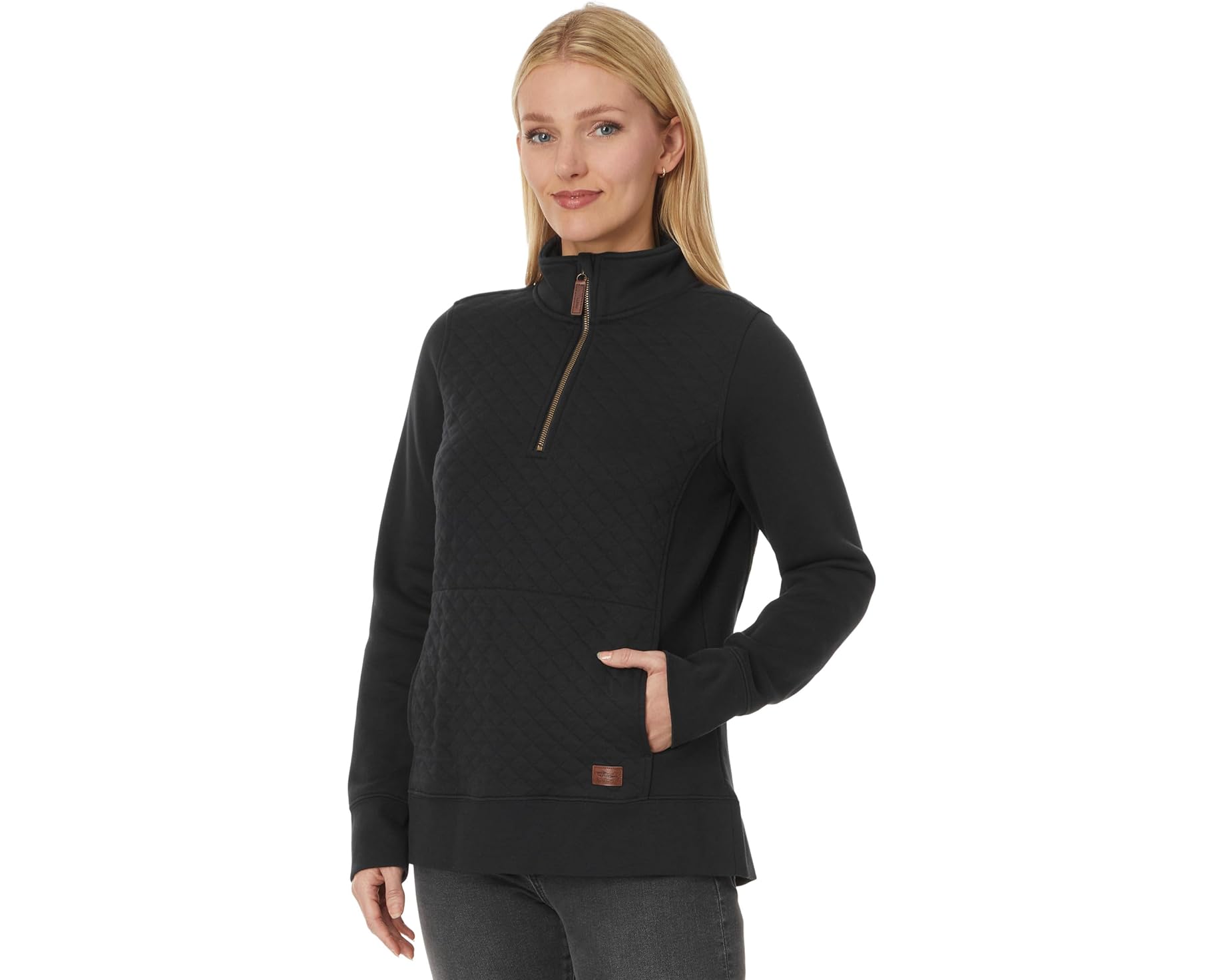 (取寄) エルエルビーン レディース キルテッド スウェットシャツ 1/4 ジップ プルオーバー ロング スリーブ L.L.Bean women Quilted Sweatshirt 1/4 Zip Pullover Long Sleeve Midnight Black|スウィートラグ