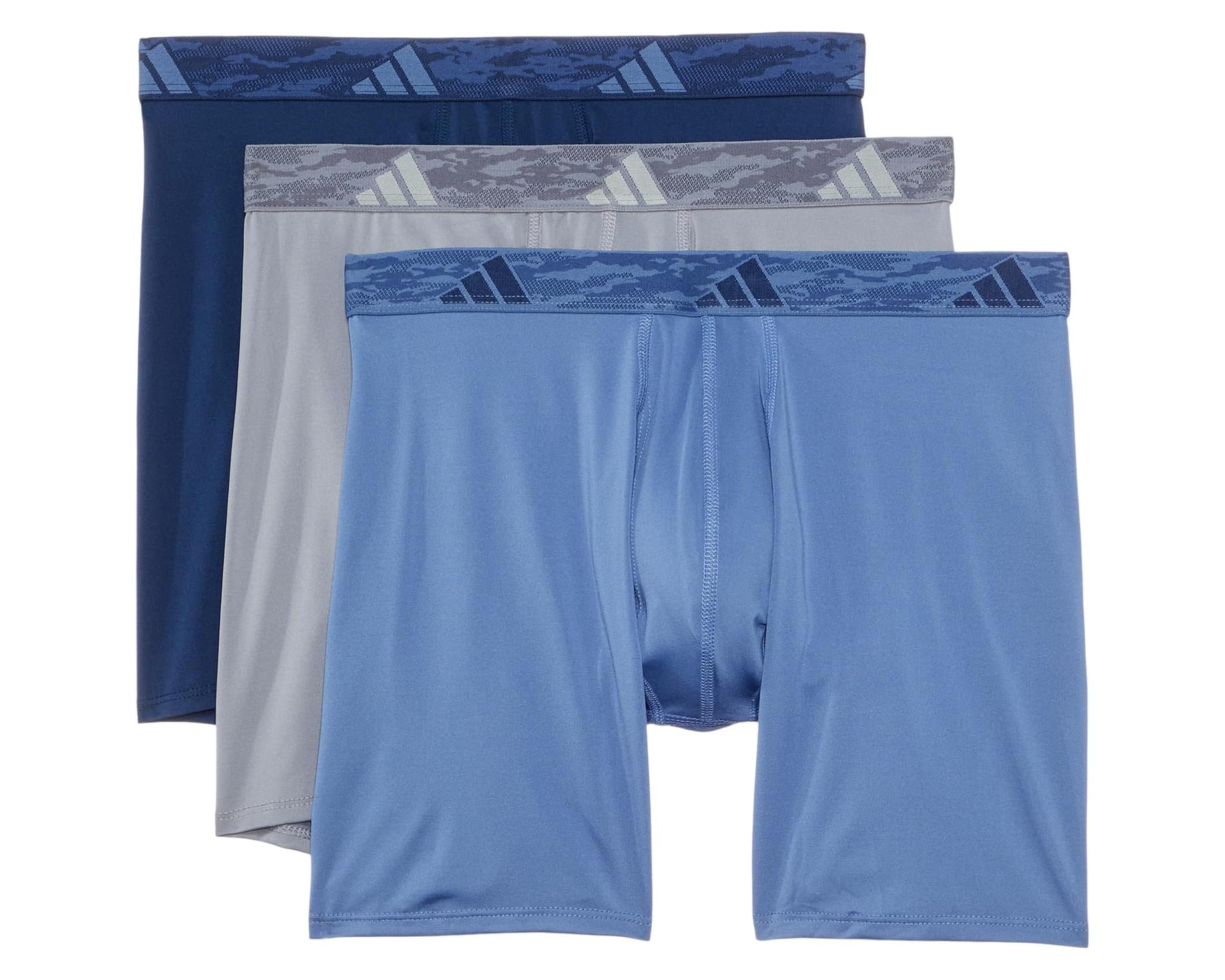 (取寄) アディダス メンズ アスレチック フィット マイクロファイバー ボクサー ブリーフ アンダーウェア 3-パック adidas men Athletic Fit Microfiber Boxer Brief Underwear 3-Pack Collegiate Navy/Grey/Crew Blue｜スウィートラグ