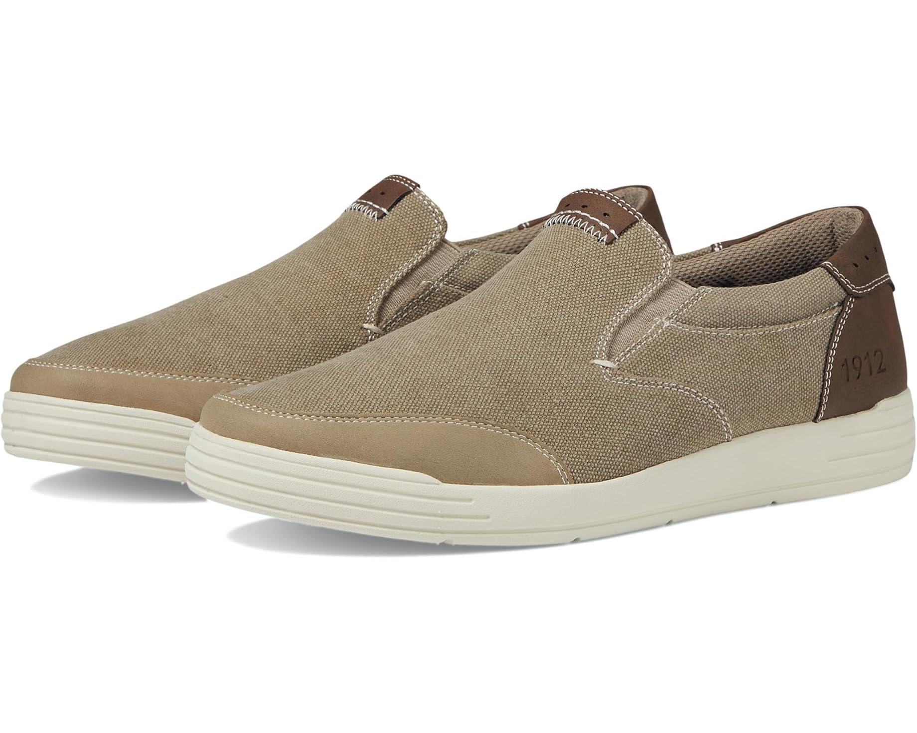 (取寄) ナン ブッシュ メンズ シティ ウォーク キャンバス モック トゥ スリッポン Nunn Bush men City Walk Canvas Moc Toe Slip-On Stone｜スウィートラグ