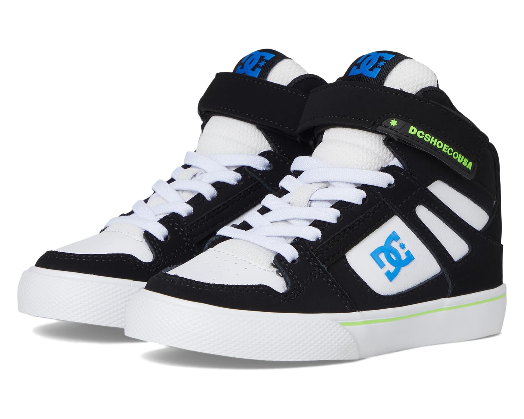 (取寄) DC キッズ ピュア ハイ-トップ EV (リトル キッド/ビッグ キッド) DC kids Pure High-Top EV (Little Kid/Big Kid) Black/Blue/White｜スウィートラグ