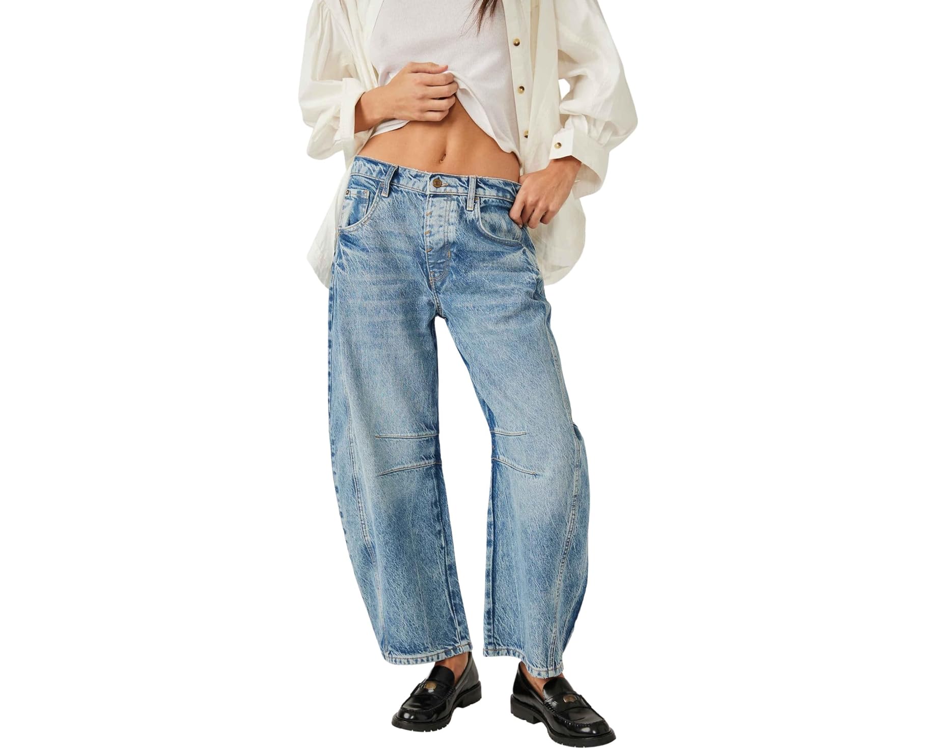 (取寄) フリーピープル レディース ウィー ザ フリー グッド ラック ミッドライズ バレル ジーンズ Free People women We The Free Good Luck Mid-Rise Barrel Jeans Ultra Light Beam｜スウィートラグ