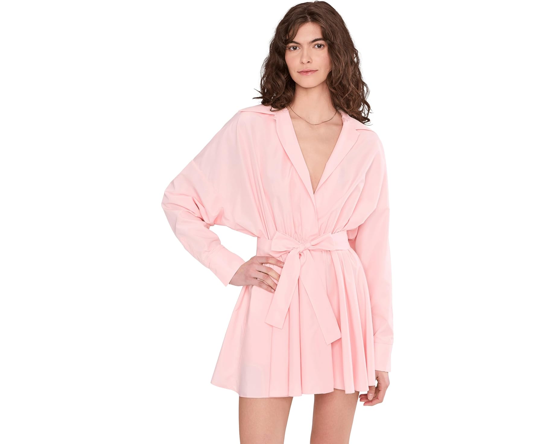 (取寄) ノーマ カマリ レディース スーパー オーバーサイズ Bf NK シャツ フレアード ミニ ドレス Norma Kamali women Super Oversized Bf Nk Shirt Flared Mini Dress Ballet Pink｜スウィートラグ