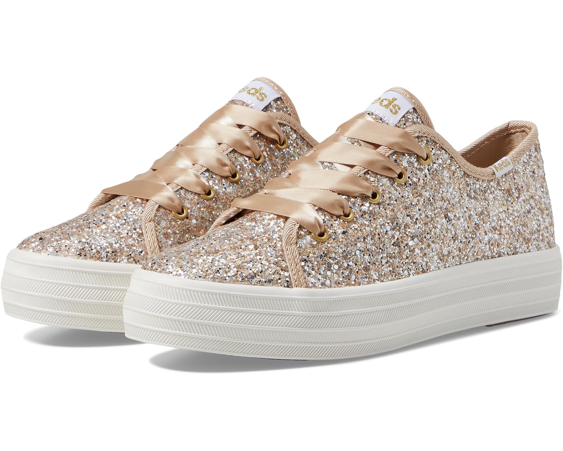 (取寄) ケッズ キッズ トリプル アップ グリッター セレブレーション (リトル キッド/ビッグ キッド) Keds kids Triple UP Glitter Celebrations (Little Kid/Big Kid) Champagne Glitter｜スウィートラグ
