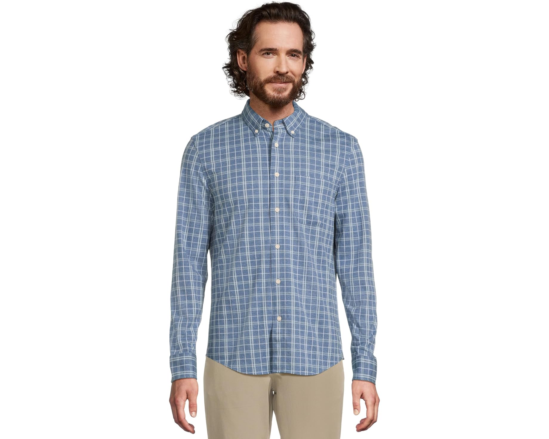 (取寄) ファリティ メンズ コーストライン ニット シャツ Faherty men Coastline Knit Shirt Ocean Sky Plaid｜スウィートラグ