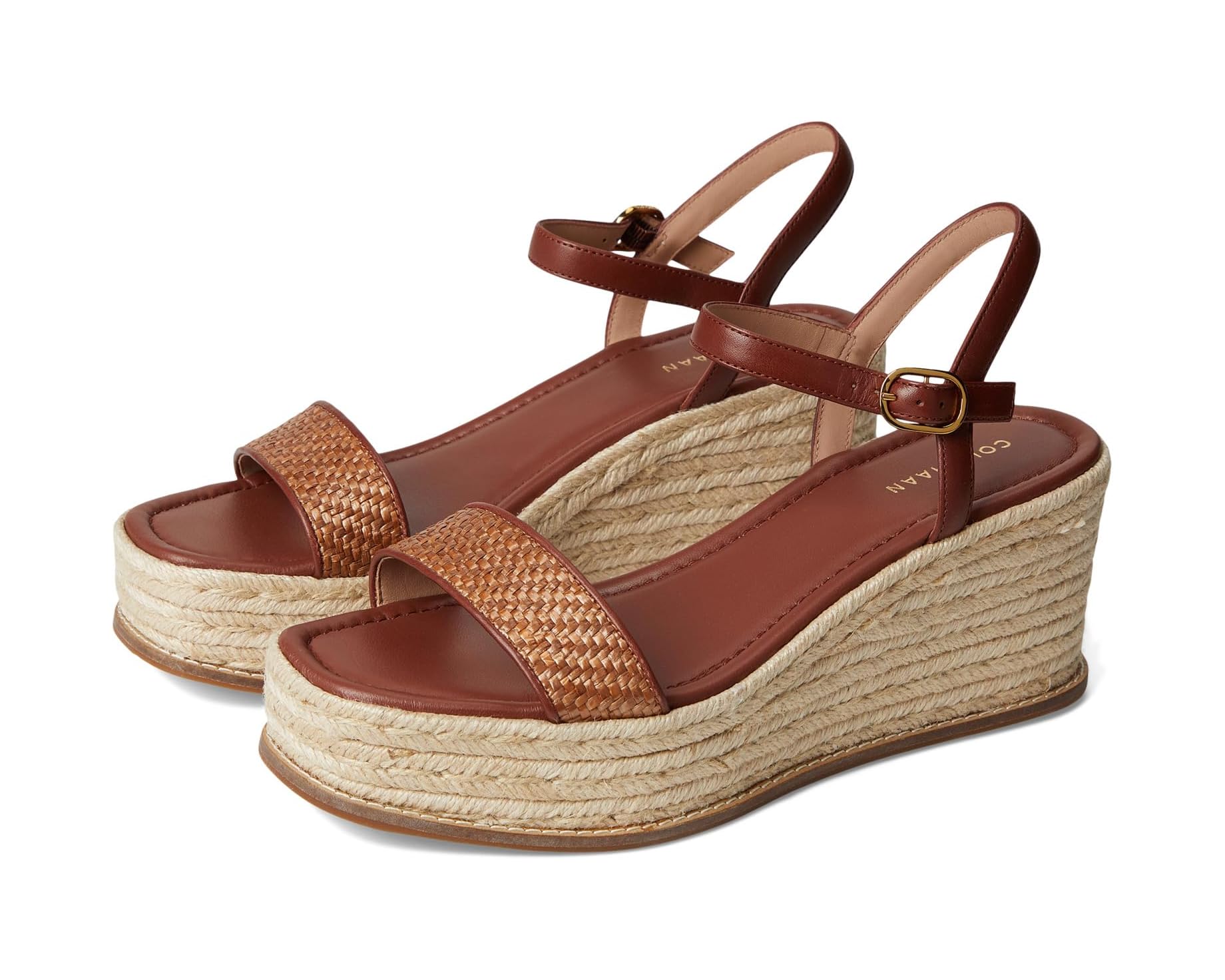 (取寄) コールハーン レディース クラウドフィール エスパドリーユ Cole Haan women Cloudfeel Keeton Espadrille Flatforms Tan Raffia/Dark Cuoio Leather|スウィートラグ