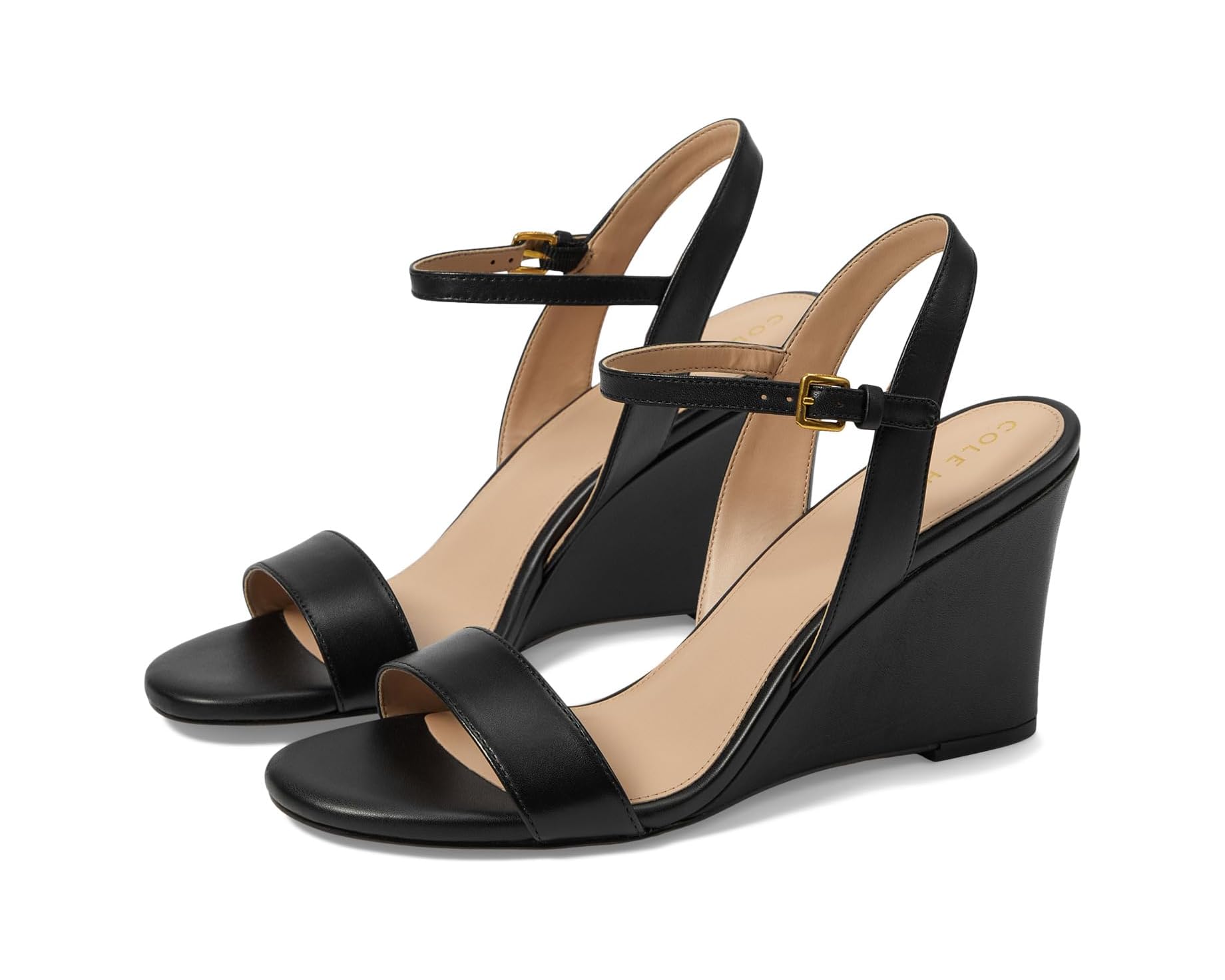 (取寄) コールハーン レディース ジョシー ウェッジ サンダル Cole Haan women Josie Wedge Sandals Black Leather｜スウィートラグ