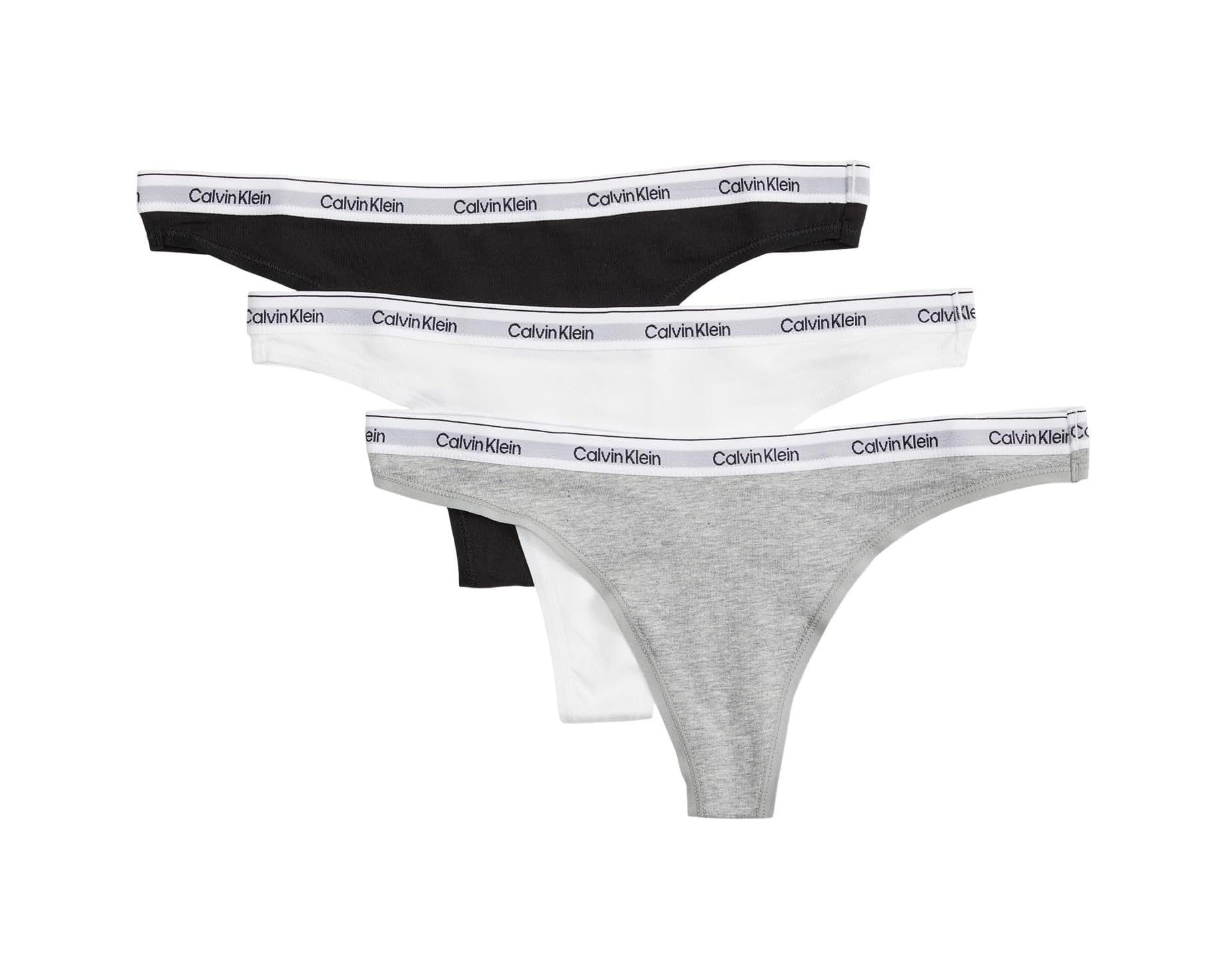 (取寄) カルバンクライン アンダーウェア レディース モダン ロゴ トング 3-パック Calvin Klein Underwear women Modern Logo Thong 3-Pack Black/White/Grey Heather｜スウィートラグ 9,750円