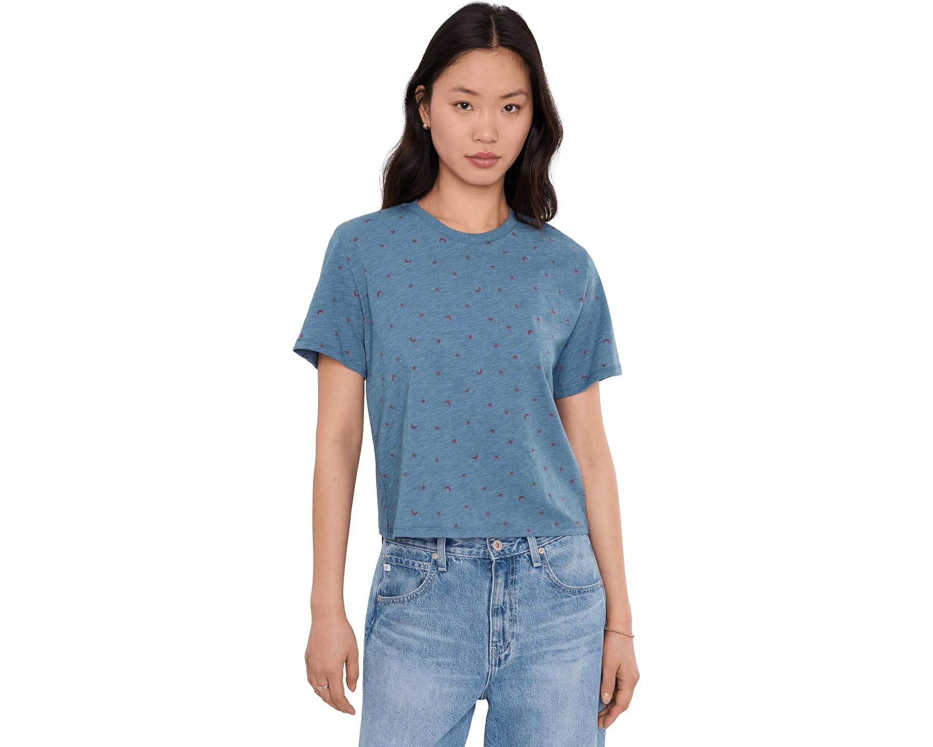 (取寄) レディース バウンドレス ジャージ ショート スリーブ クルー Toad&amp;Co women Boundless Jersey Short Sleeve Crew Pacific Blue Print｜スウィートラグ