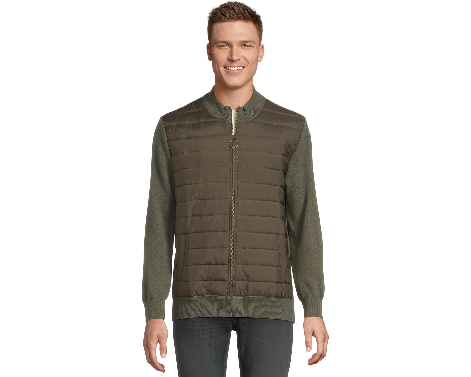 (取寄) バブアー メンズ エッセンシャル カーン バッフル ジップ スルー Barbour men Essential Carn Baffle Zip Thru Olive|スウィートラグ
