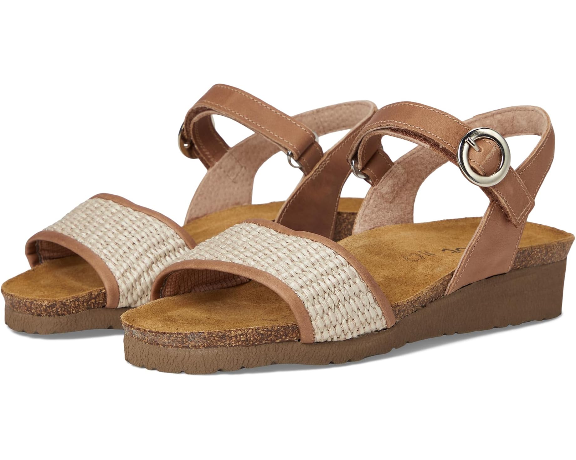(取寄) ナオト レディース セシル Naot women Cecile Latte Brown Leather/Sand Raffia|スウィートラグ