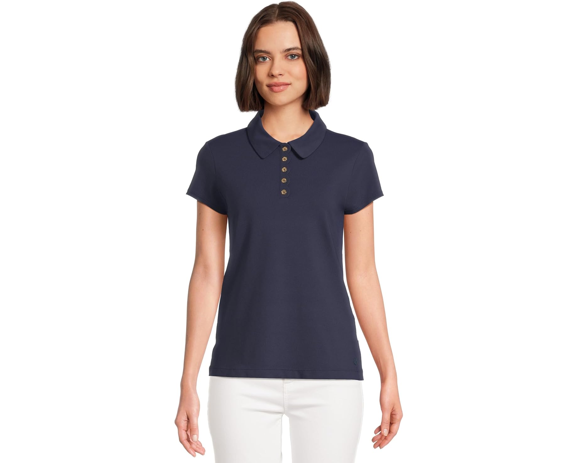 (取寄) リリー ピュリッツァー レディース フリーダ スカルプ ポロ Upf 50+ Lilly Pulitzer women Frida Scallop Polo Upf 50+ True Navy|スウィートラグ