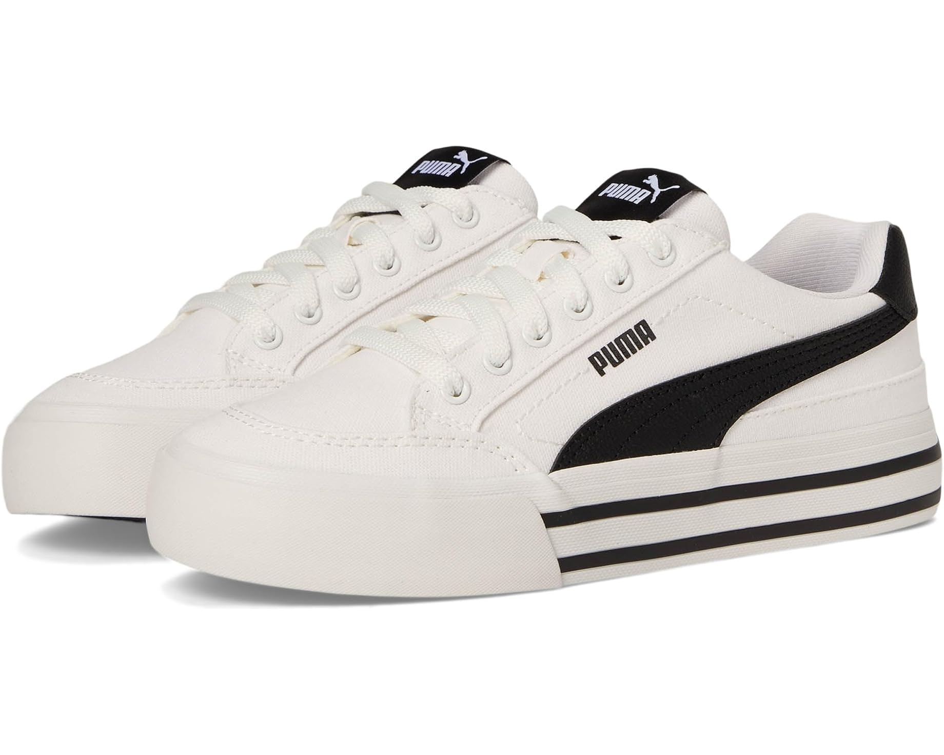 (取寄) プーマ キッズ プーマ キッズ コート クラシック バルク フォー スエード スニーカー (ビッグ キッド) PUMA kids Puma Kids Court Classic Vulc Faux Suede Sneakers (Big Kid) Puma White/Puma Black｜スウィートラグ