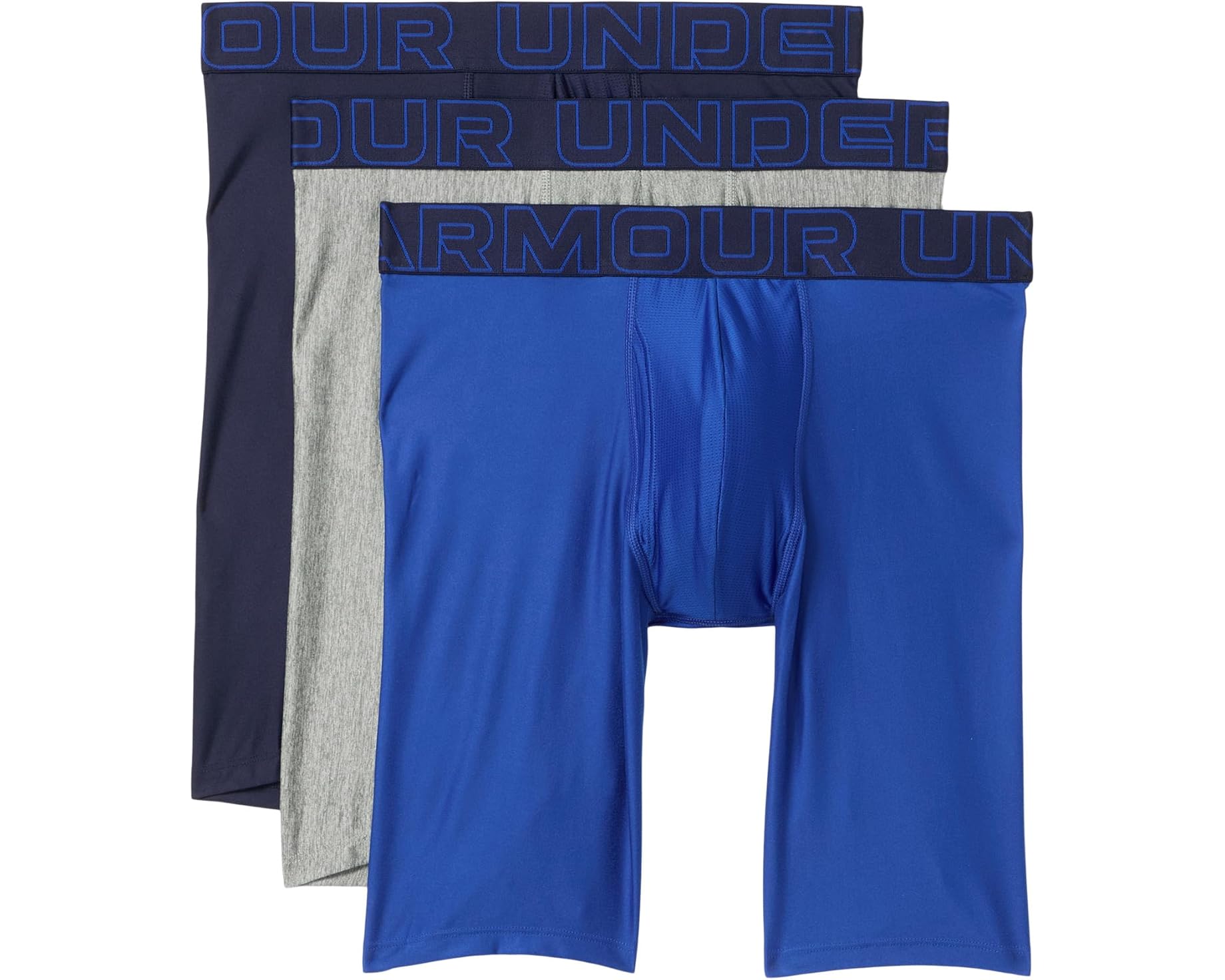 (取寄) アンダーアーマー メンズ 3-パック パフォーマンス テック ソリッド ボクサー ブリーフ Under Armour men 3-Pack Performance Tech Solid 9" Boxer Briefs Royal｜スウィートラグ