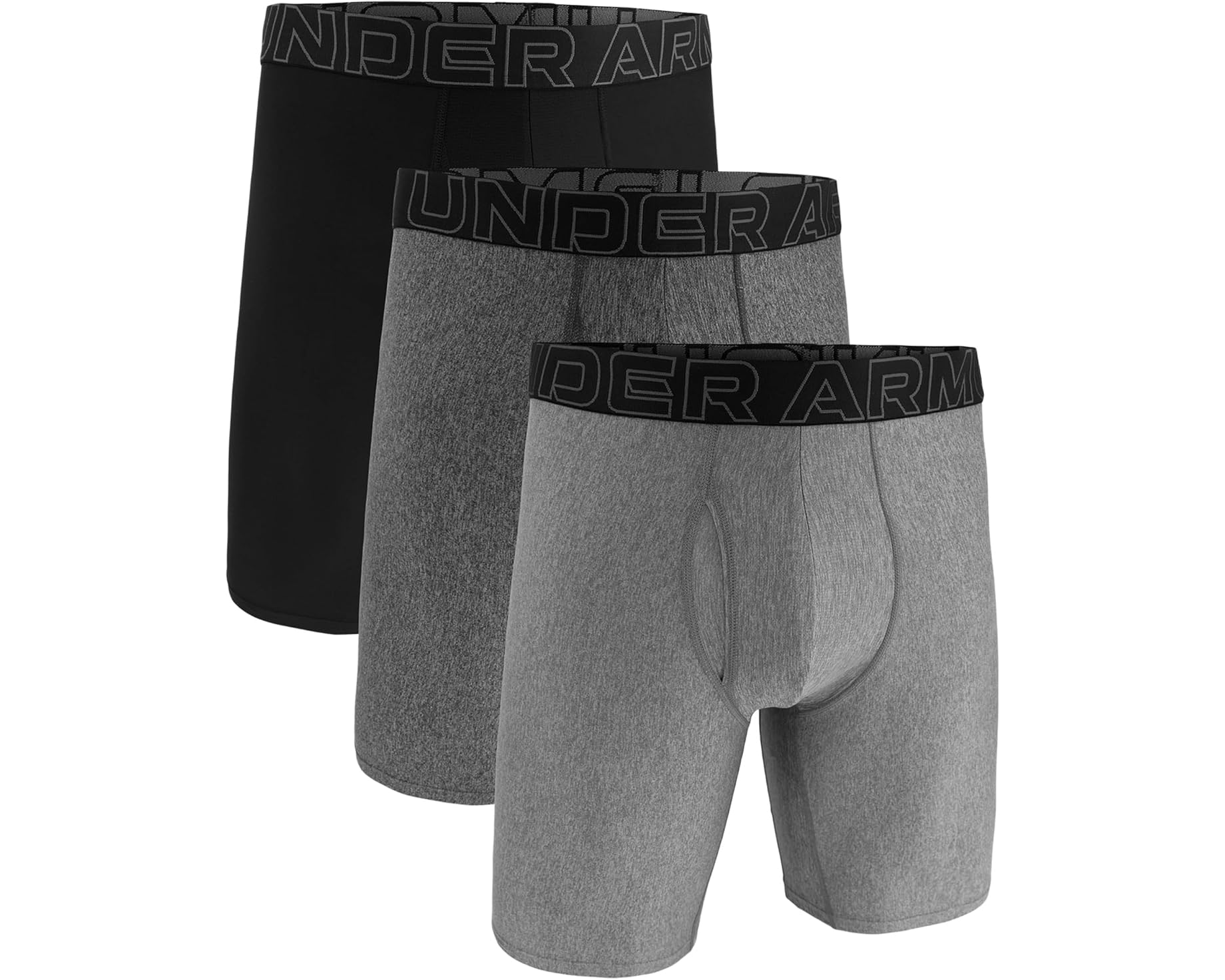 (取寄) アンダーアーマー メンズ 3-パック パフォーマンス テック ソリッド ボクサー ブリーフ Under Armour men 3-Pack Performance Tech Solid 9" Boxer Briefs Steel｜スウィートラグ