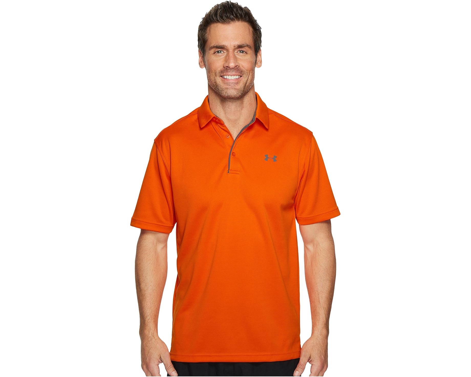 (取寄) アンダーアーマー ゴルフ メンズ テック ポロ Under Armour Golf men Tech Polo Team Orange/Graphite/Graphite｜スウィートラグ
